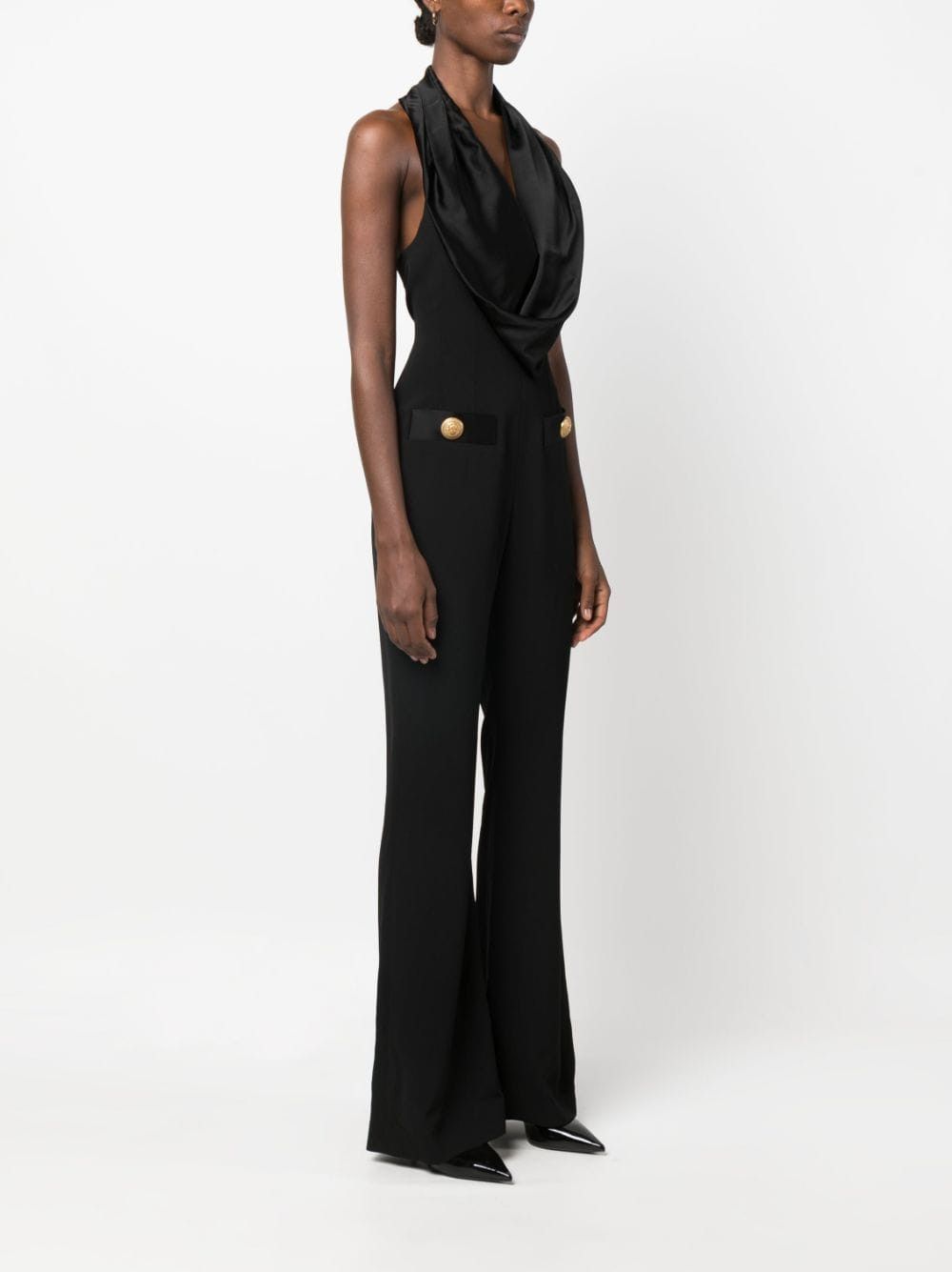 Balmain COWL NECK CREPE FLARE JUMPSUIT Size S / US 4 / IT 40 - 2 Thumbnail