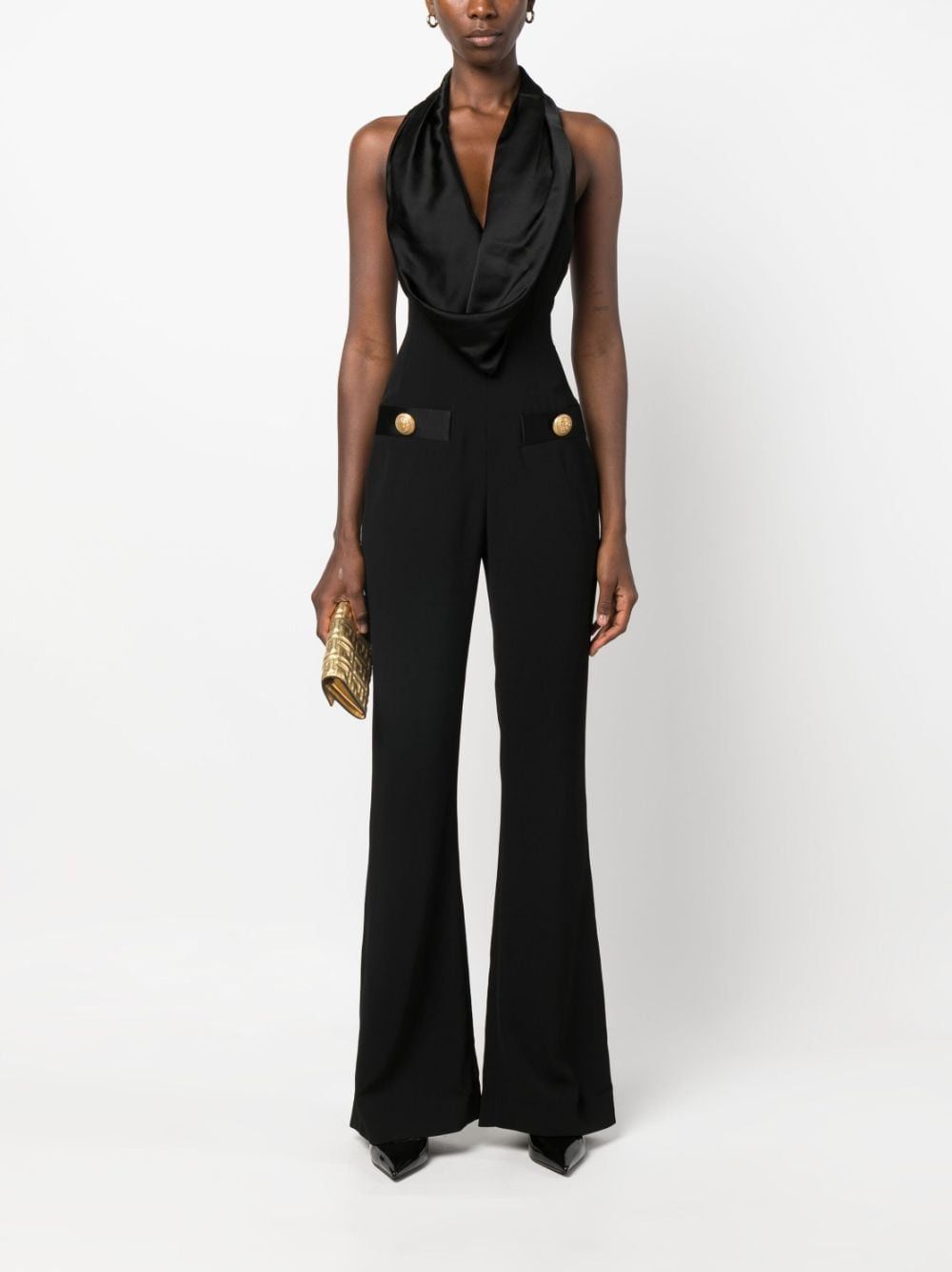 Balmain COWL NECK CREPE FLARE JUMPSUIT Size S / US 4 / IT 40 - 4 Thumbnail