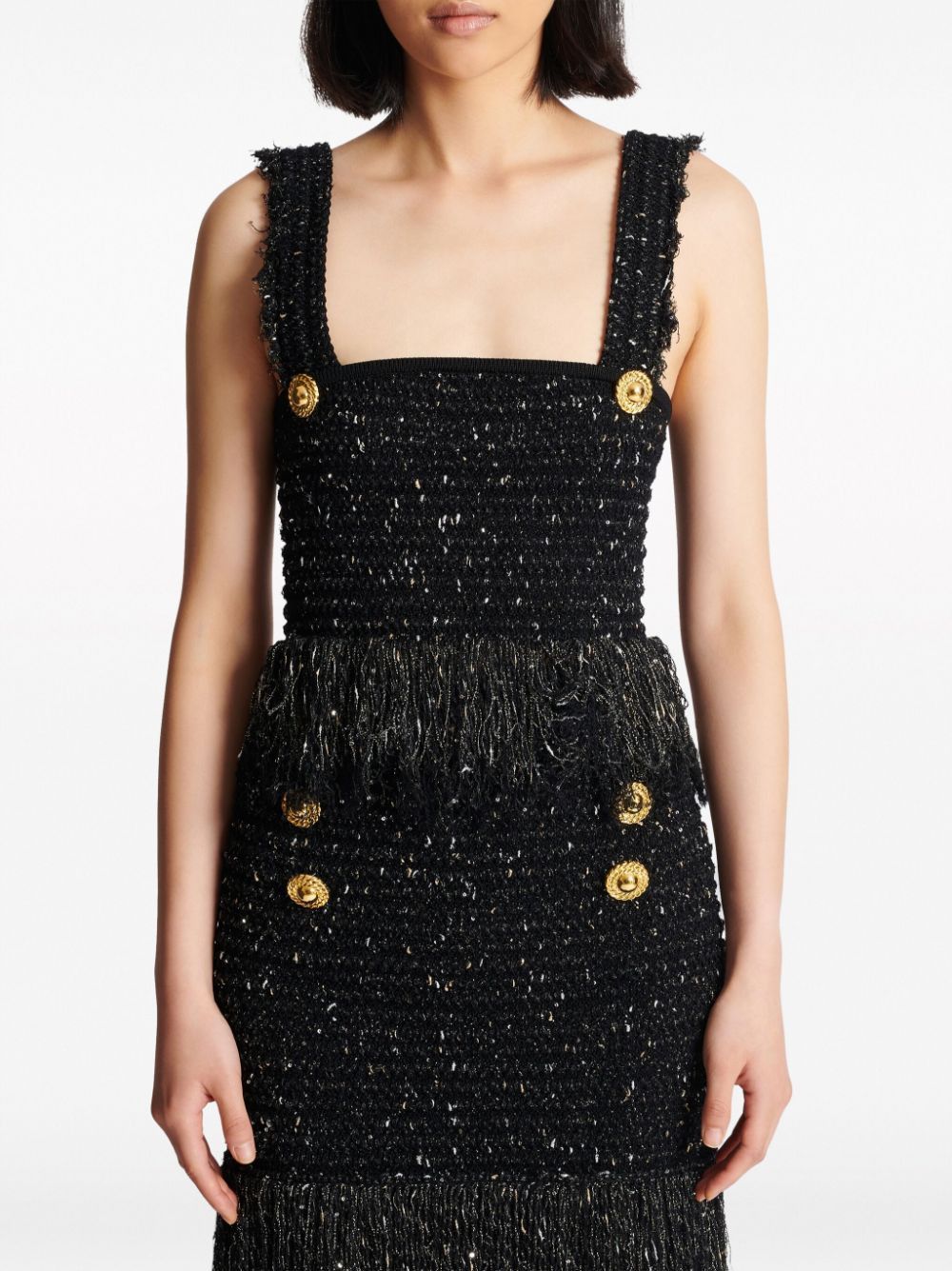 Balmain BUTTONED FRINGED TWEED CROPPED TOP Size S / US 4 / IT 40 - 6 Thumbnail