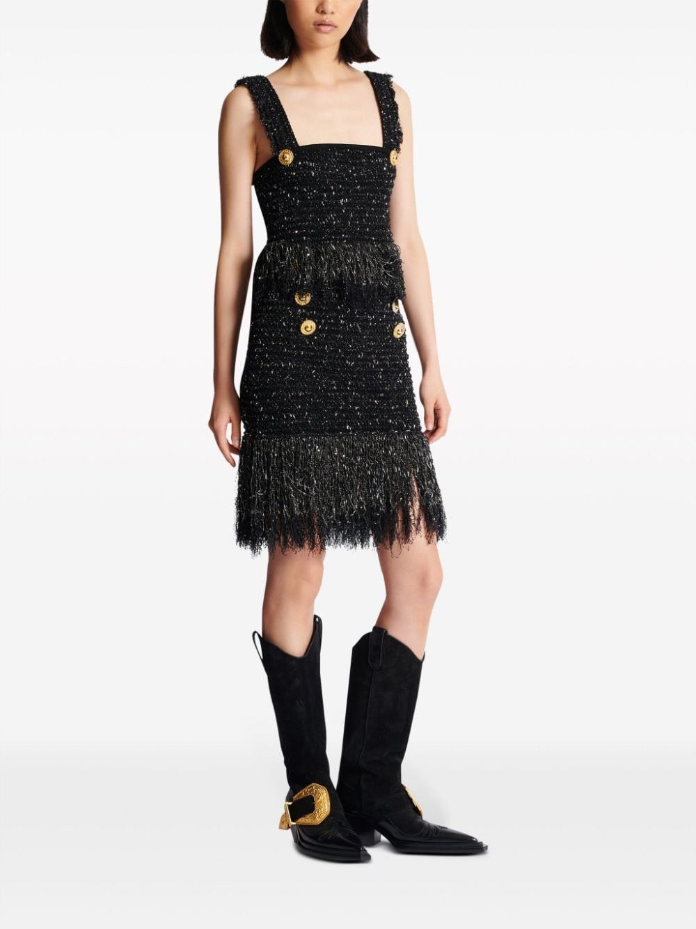 Balmain BUTTONED FRINGED TWEED CROPPED TOP Size S / US 4 / IT 40 - 5 Thumbnail