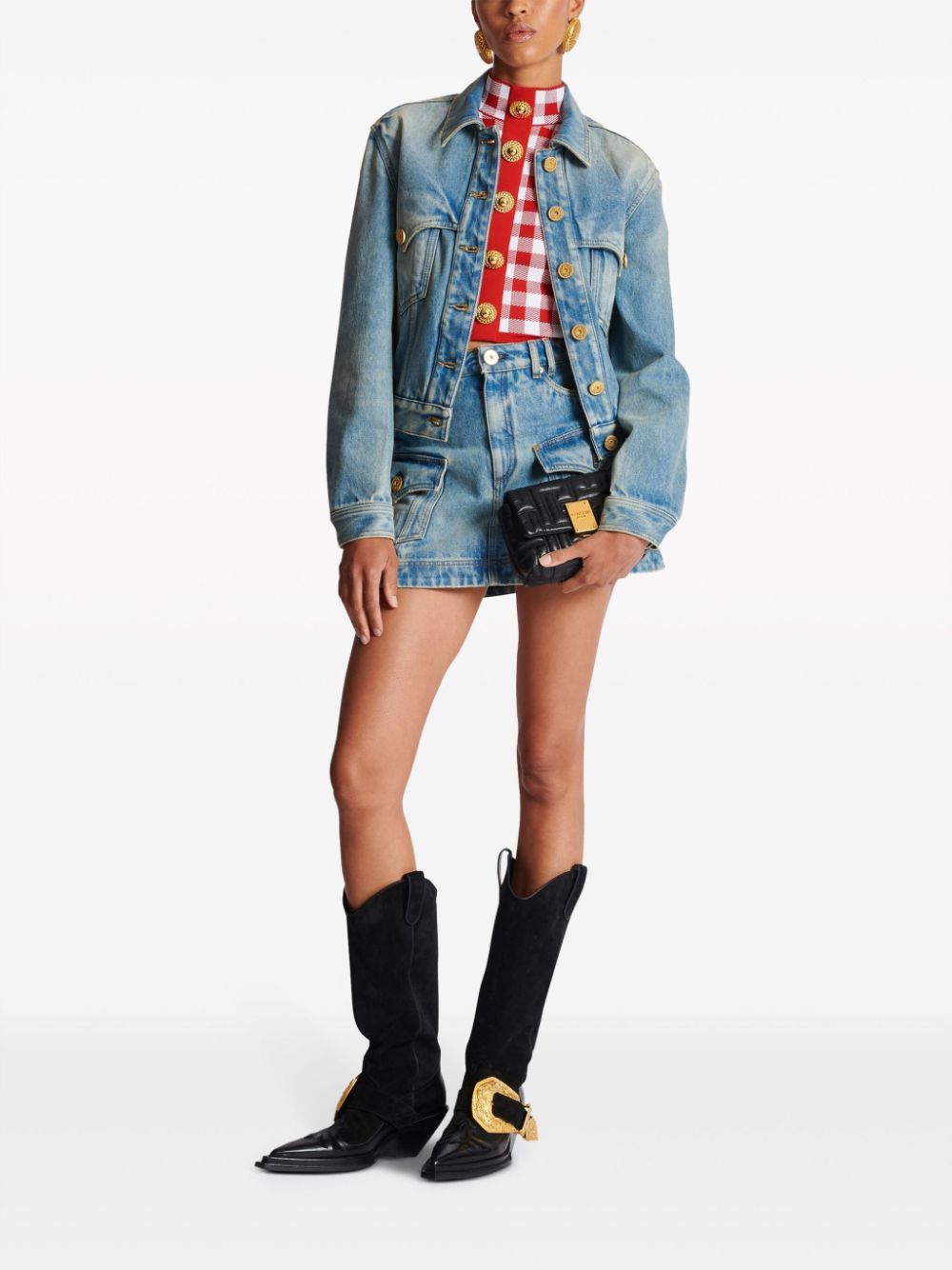 Balmain VICHY CROPPED TOP Size S / US 4 / IT 40 - 2 Thumbnail