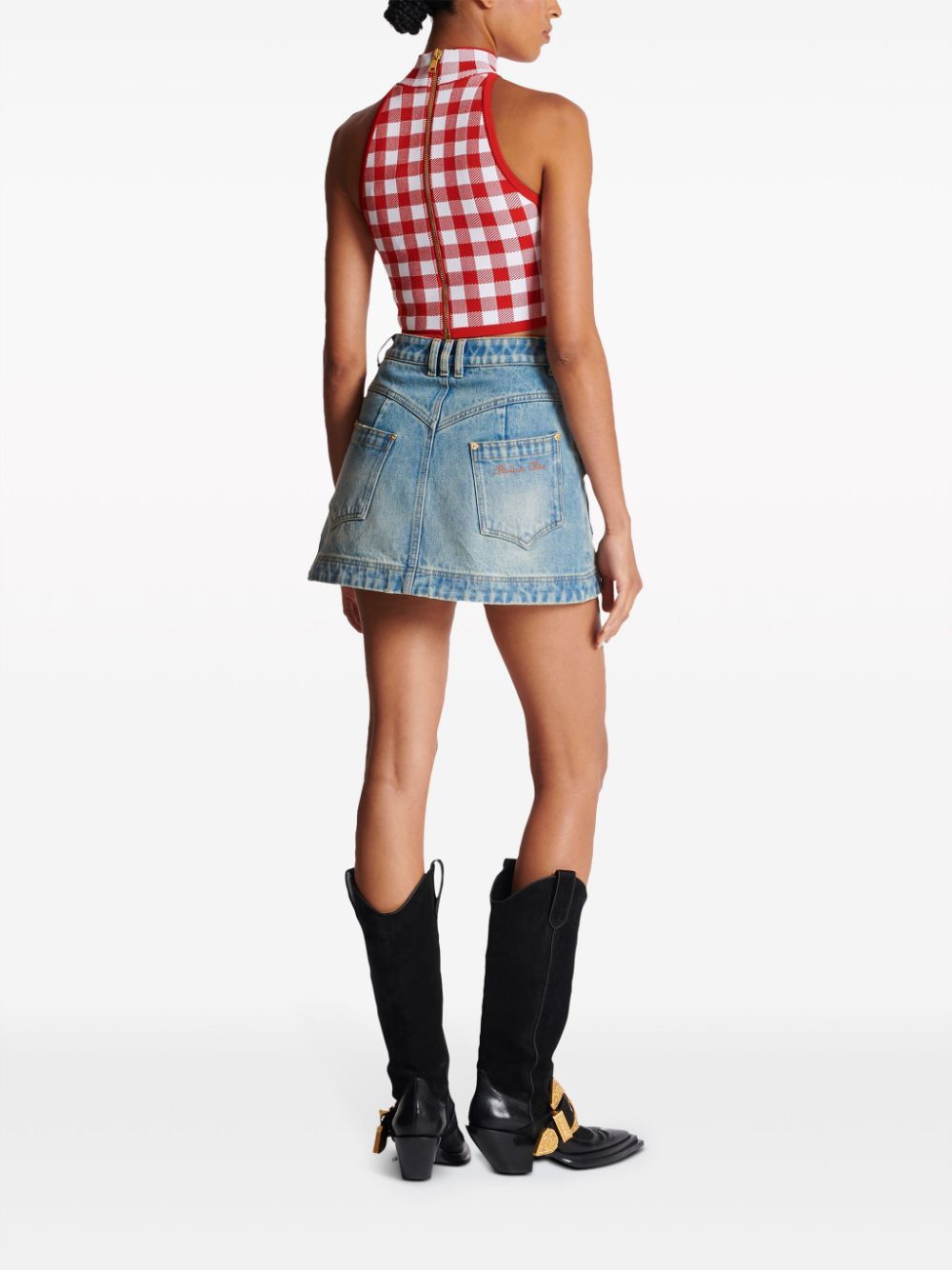 Balmain VICHY CROPPED TOP Size S / US 4 / IT 40 - 6 Thumbnail
