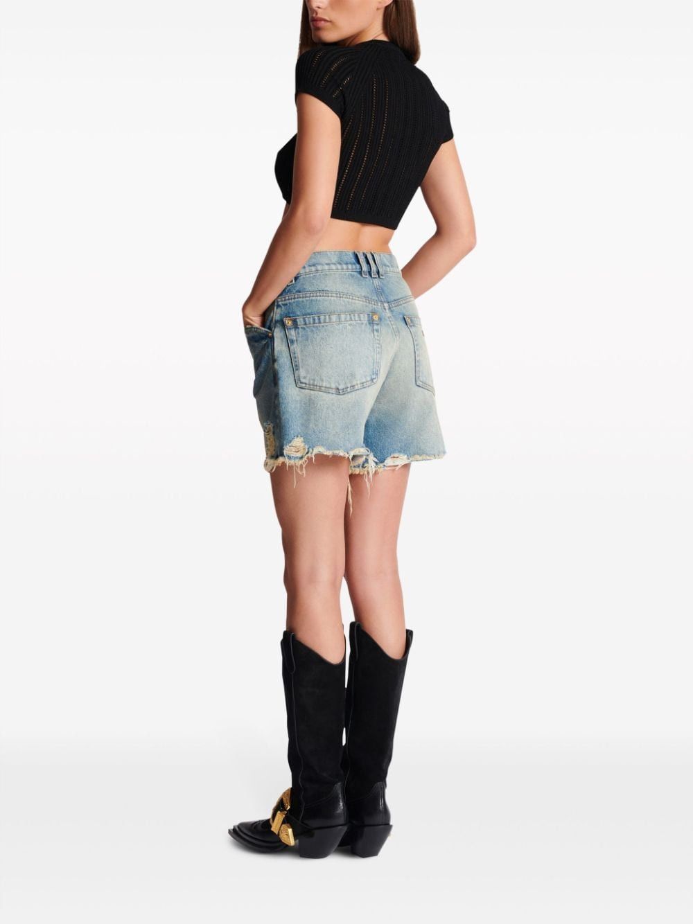 Balmain KNITTED CROPPED TOP Size S / US 4 / IT 40 - 4 Thumbnail