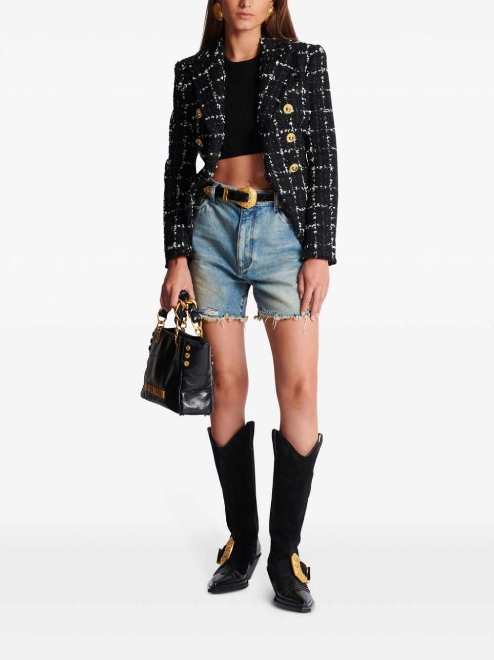 Balmain KNITTED CROPPED TOP Size S / US 4 / IT 40 - 5 Thumbnail