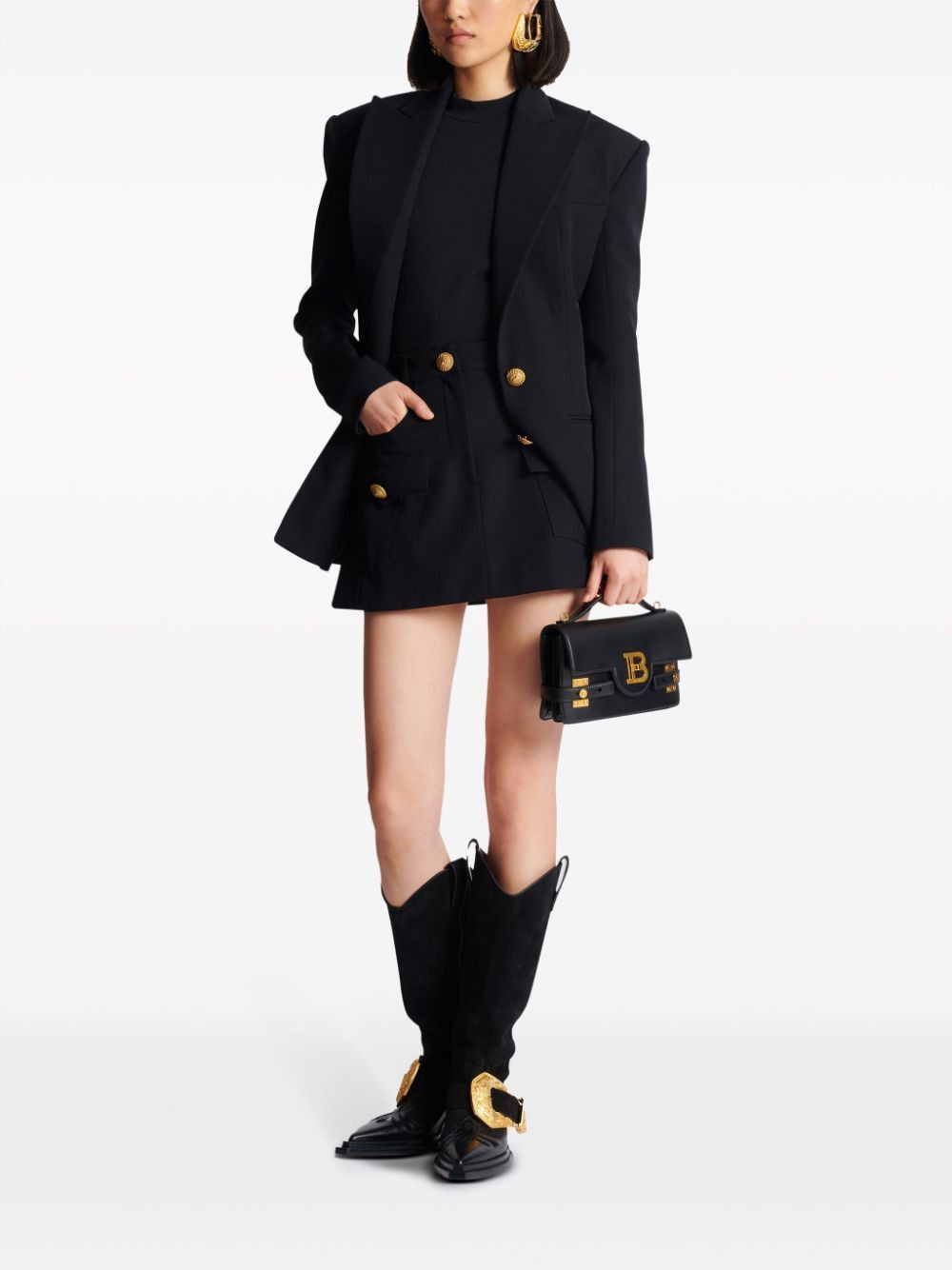 Balmain BUTTONED WOOL MINI SKIRT Size 27" / US 4 / IT 40 - 4 Thumbnail