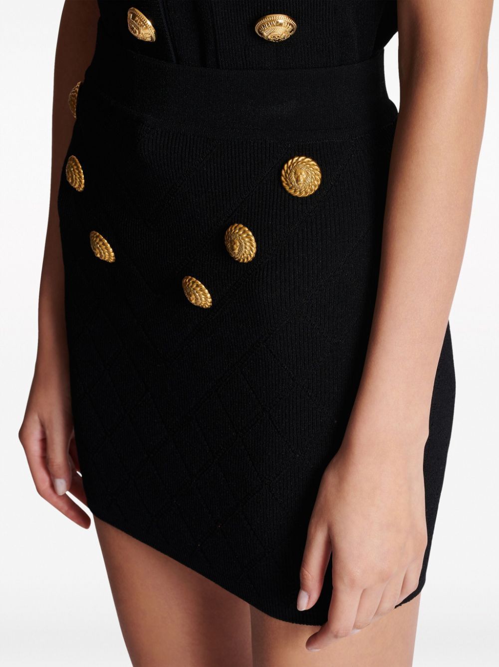 Balmain BUTTONED KNITTED MINI SKIRT Size 27" / US 4 / IT 40 - 6 Thumbnail