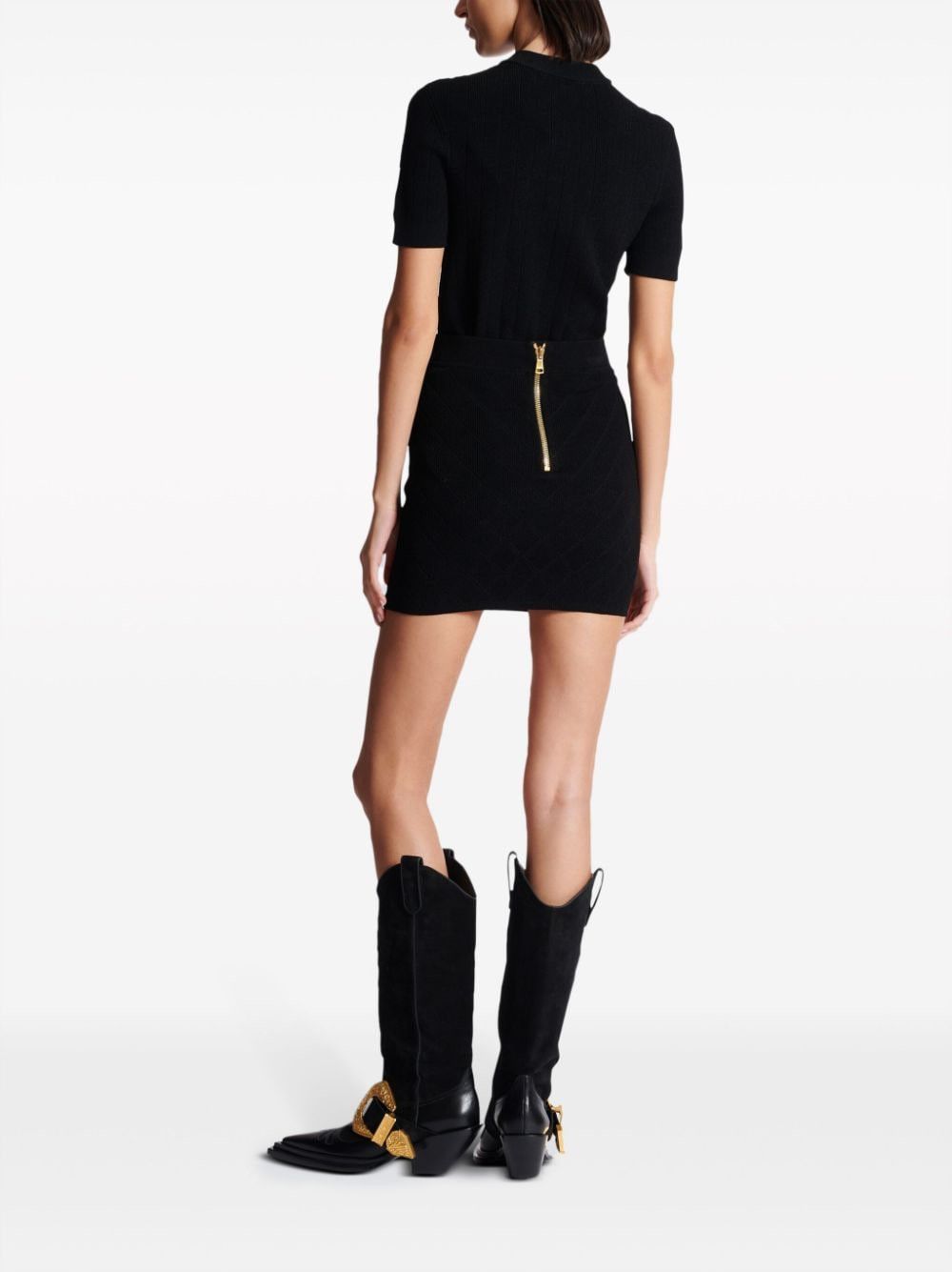 Balmain BUTTONED KNITTED MINI SKIRT Size 27" / US 4 / IT 40 - 2 Thumbnail