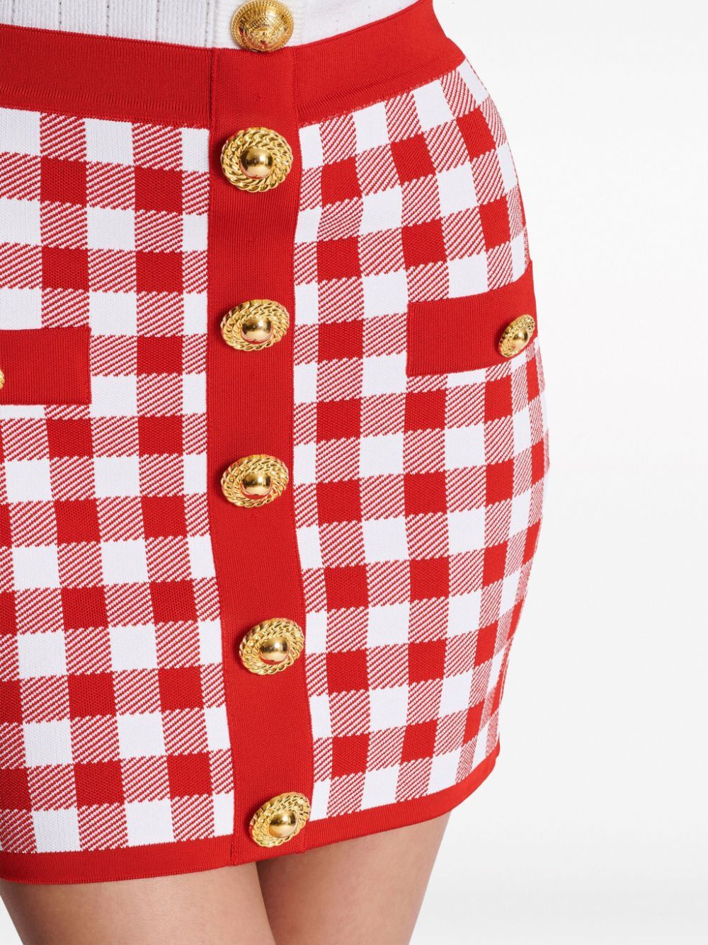 Balmain VICHY BUTTONED MINI SKIRT Size 26" / US 2 / IT 38 - 7 Thumbnail