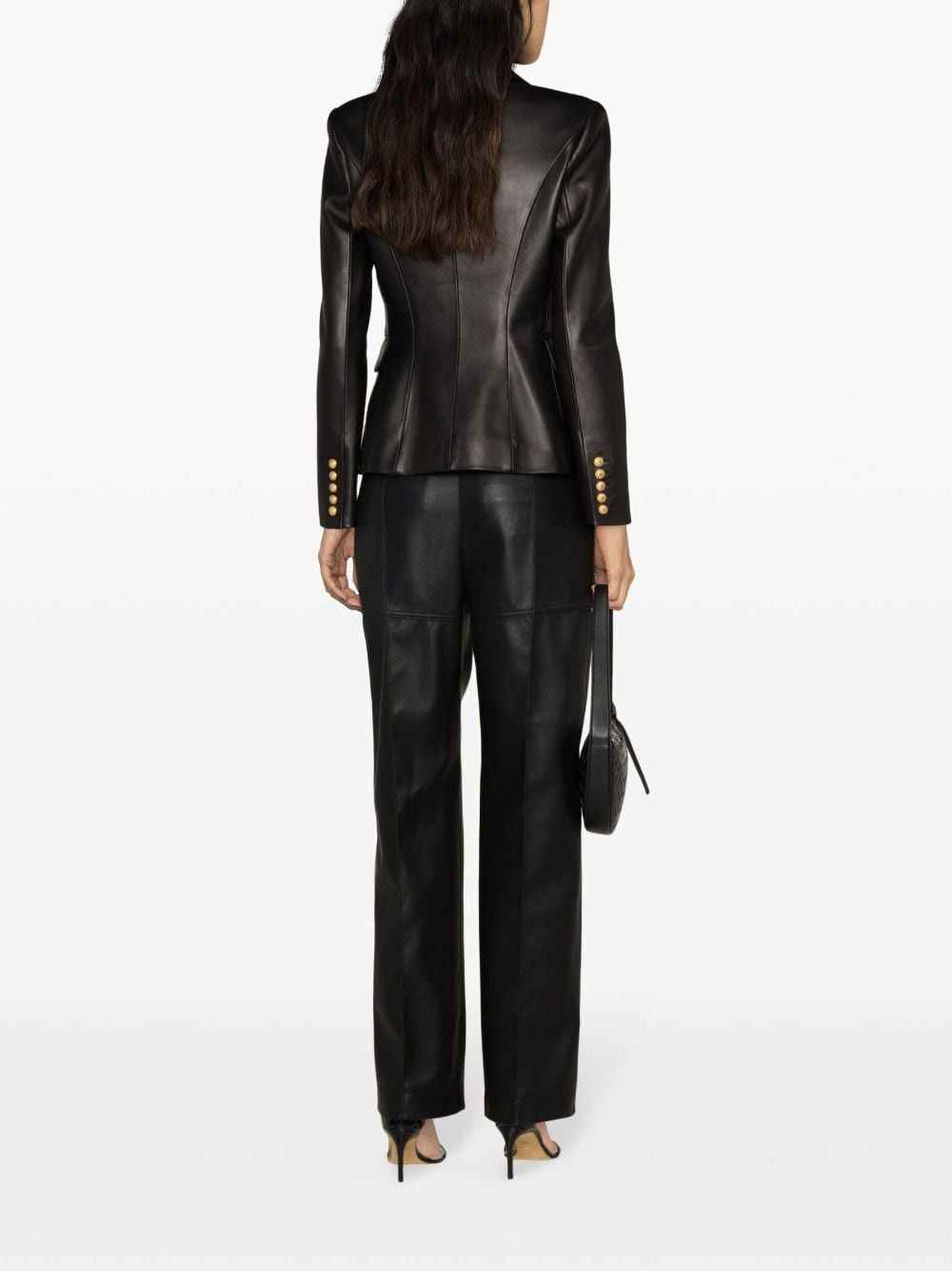 Balmain DOUBLE-BREASTED LEATHER BLAZER Size S / US 4 / IT 40 - 4 Thumbnail