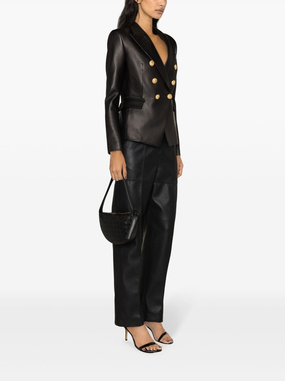 Balmain DOUBLE-BREASTED LEATHER BLAZER Size S / US 4 / IT 40 - 3 Thumbnail