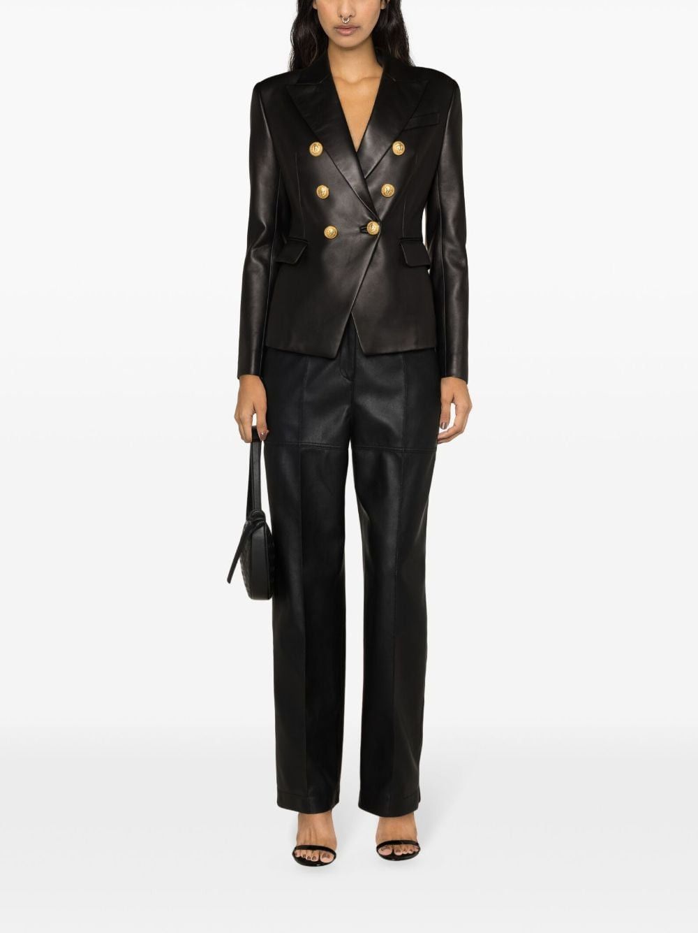 Balmain DOUBLE-BREASTED LEATHER BLAZER Size S / US 4 / IT 40 - 2 Thumbnail