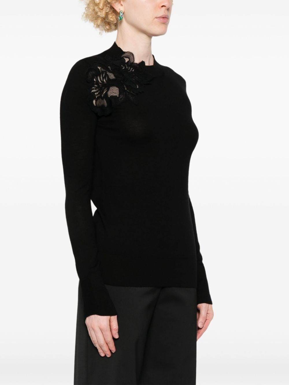 Ermanno Scervino EMBROIDERED WOOL SWEATER Size S / US 4 / IT 40 - 2 Thumbnail