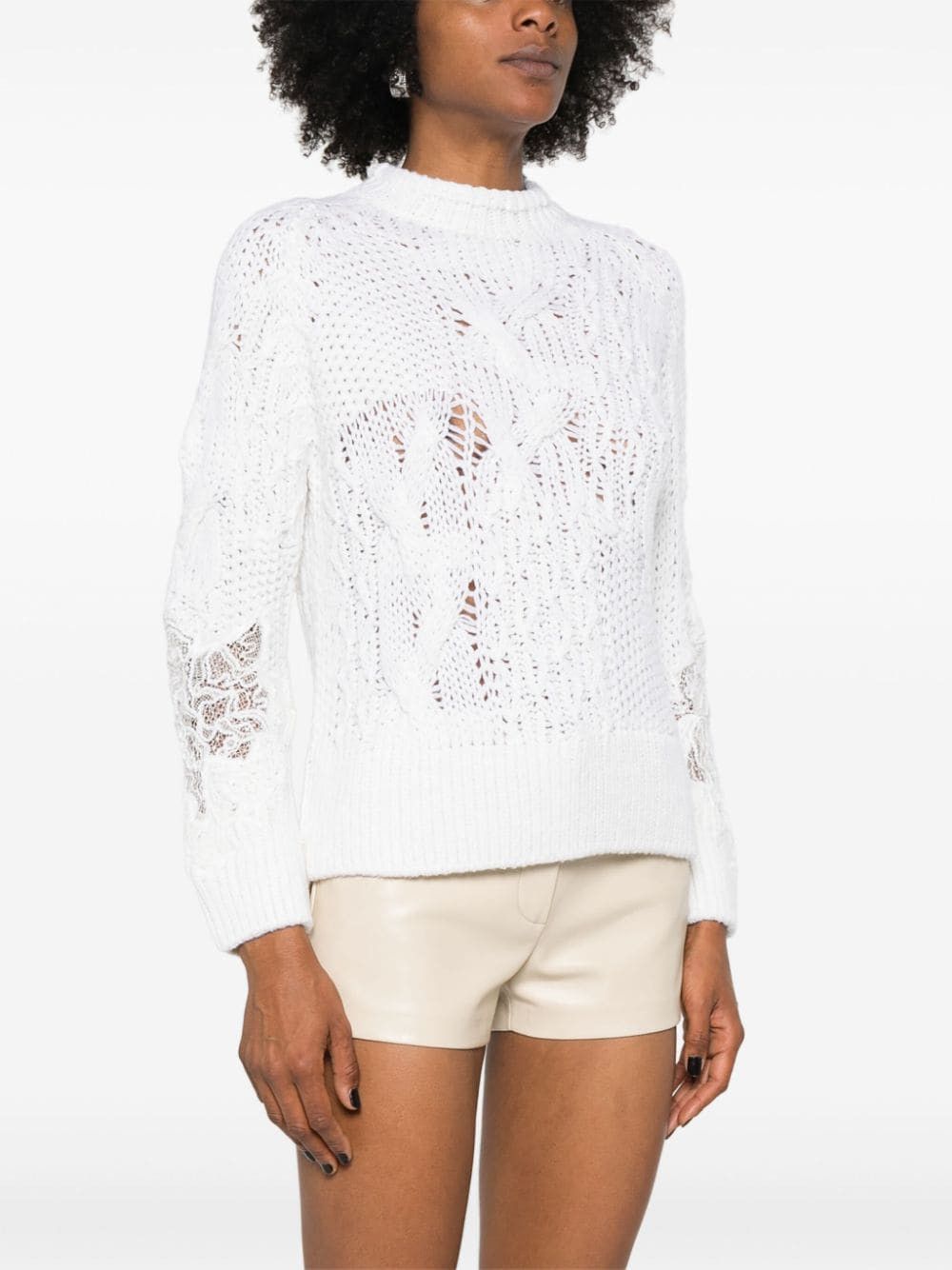 Ermanno Scervino EMBROIDERED WOOL SWEATER Size S / US 4 / IT 40 - 2 Thumbnail