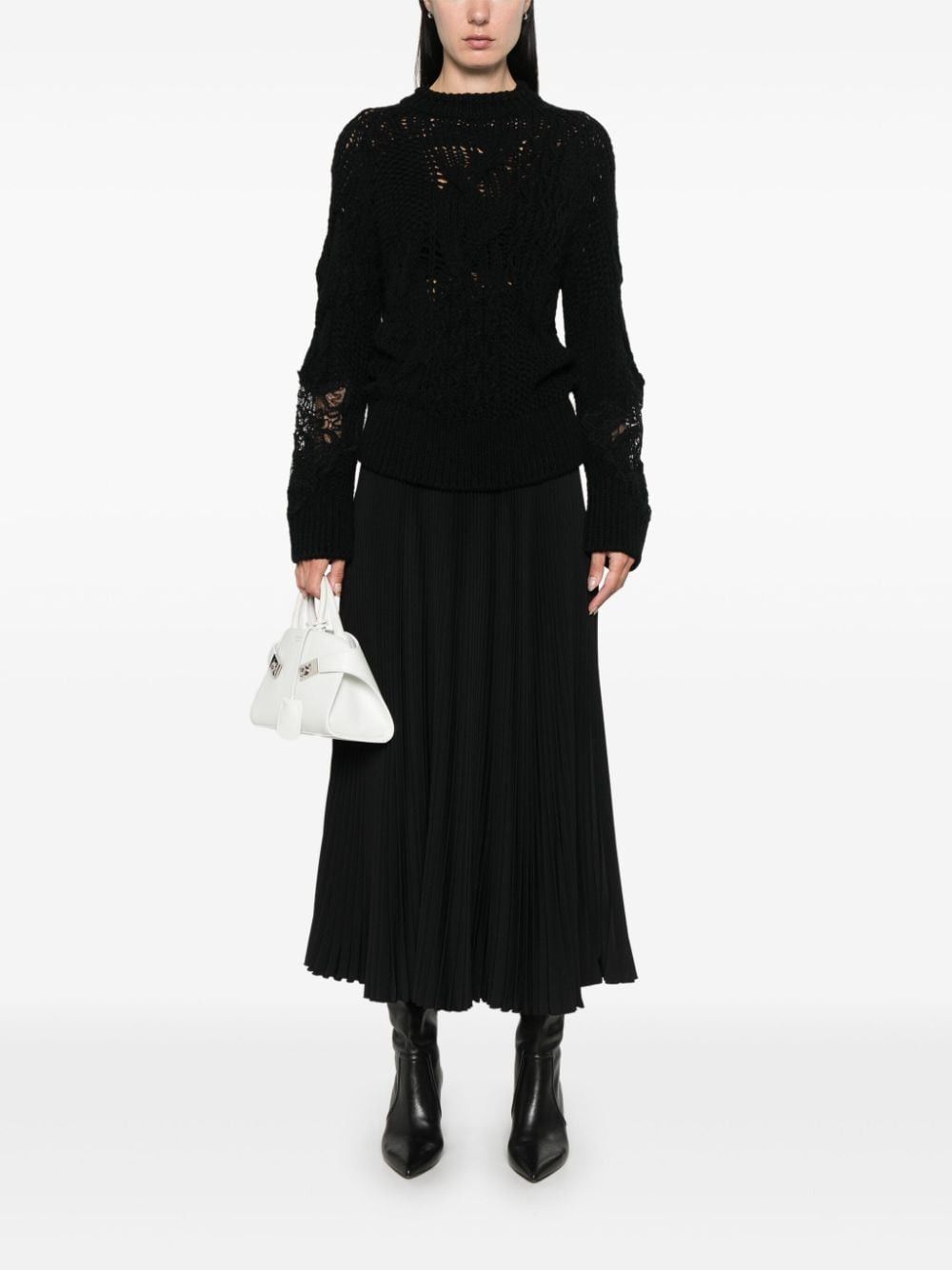 Ermanno Scervino EMBROIDERED WOOL SWEATER Size S / US 4 / IT 40 - 4 Thumbnail
