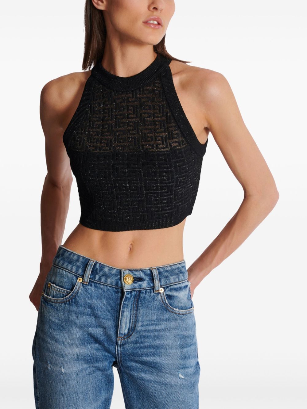 Balmain MONOGRAM HALTERNECK TOP Size S / US 4 / IT 40 - 2 Thumbnail