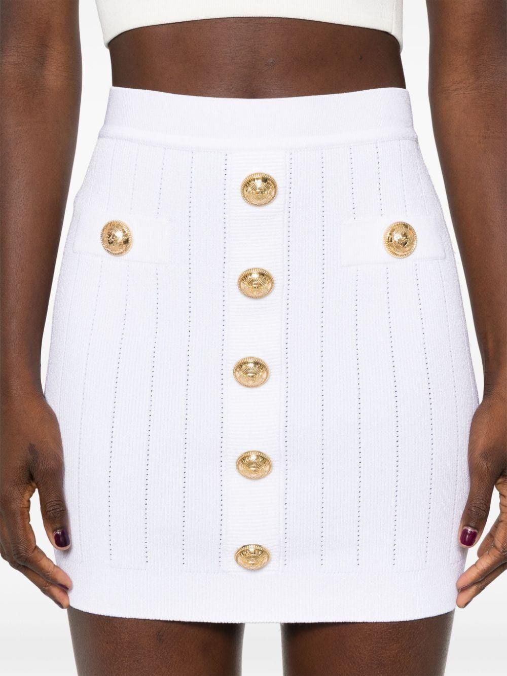 Balmain BUTTONED KNITTED SKIRT Size 27" / US 4 / IT 40 - 4 Thumbnail