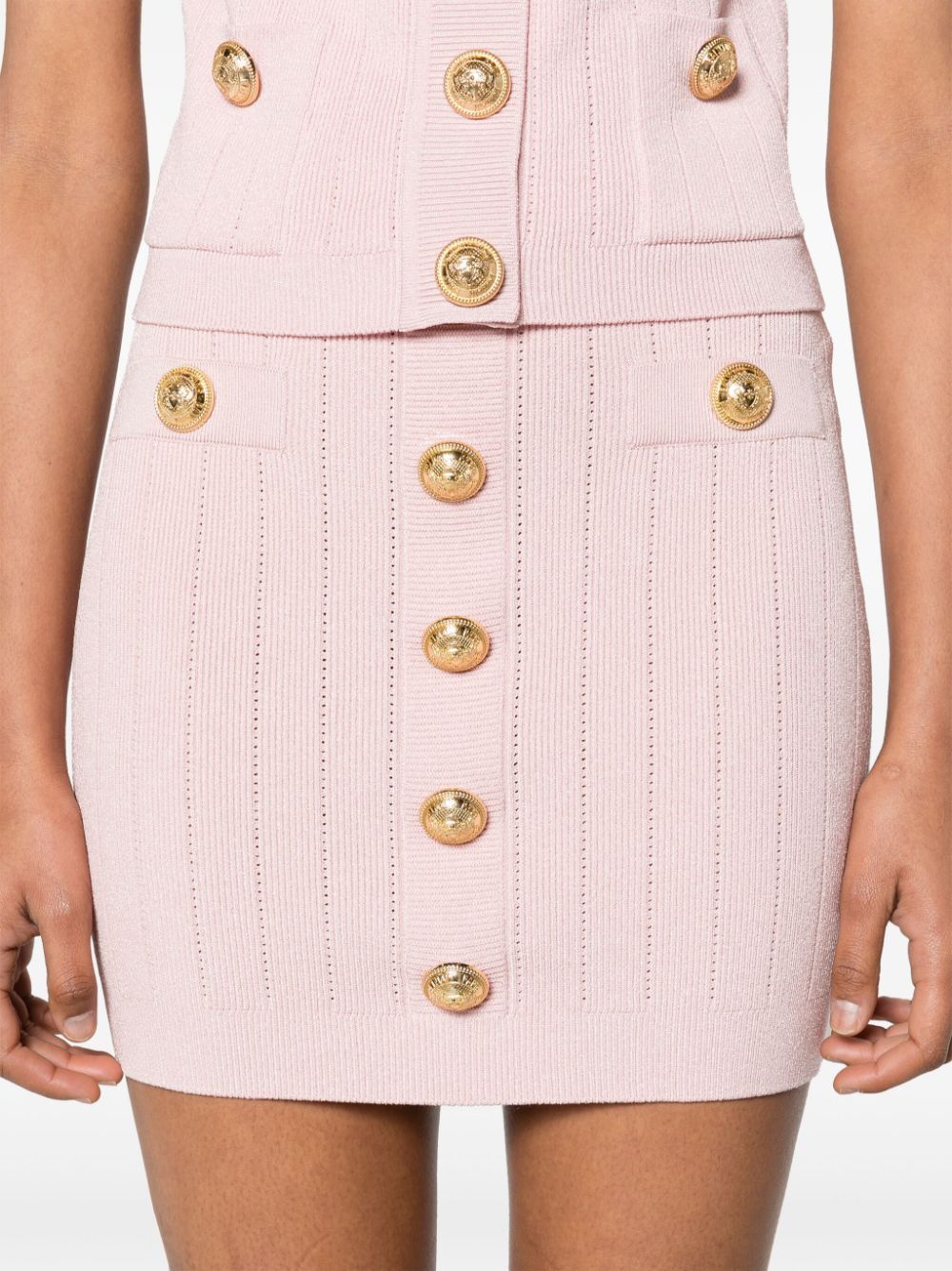 Balmain BUTTONED KNITTED SKIRT Size 27" / US 4 / IT 40 - 3 Thumbnail