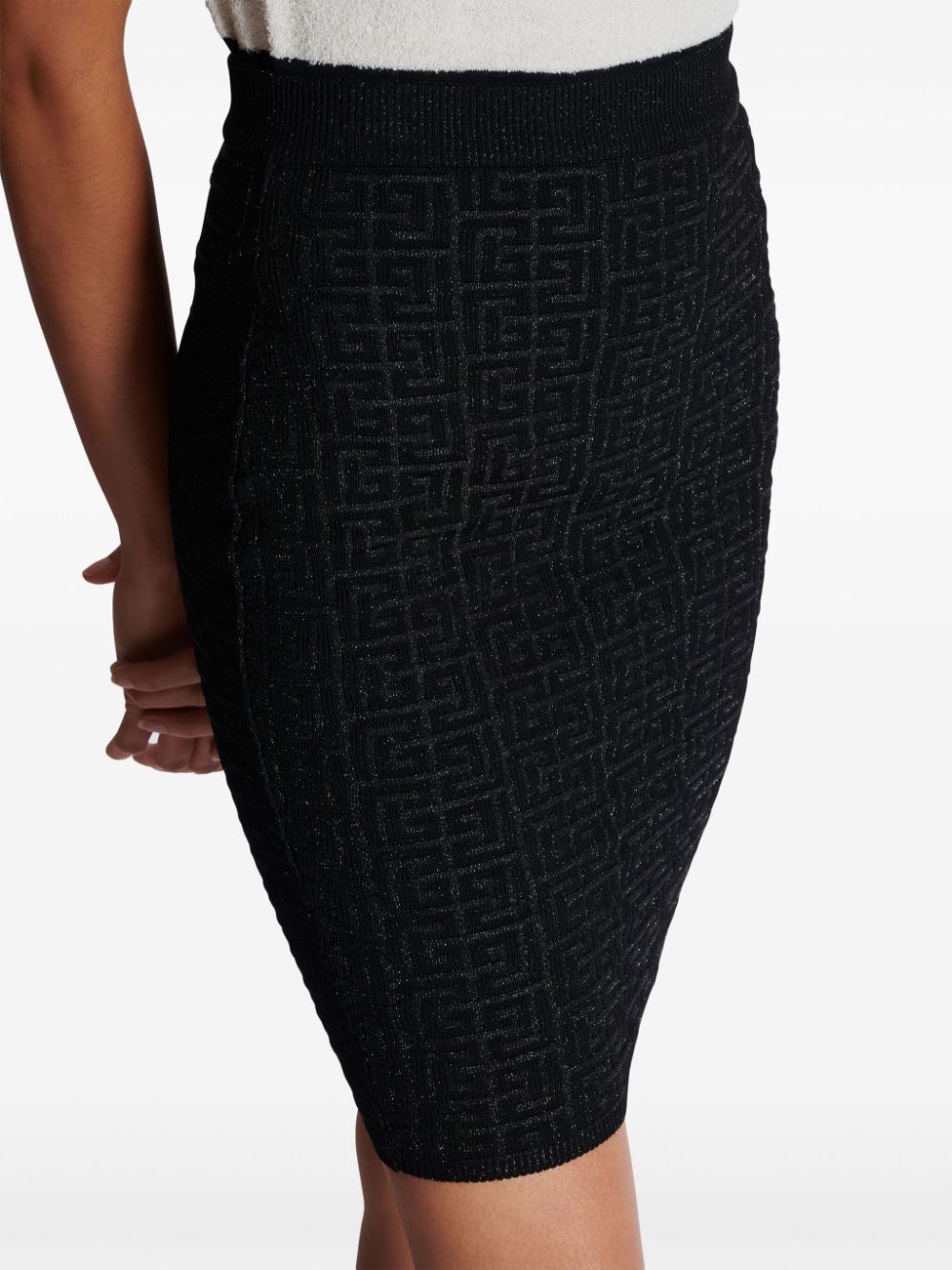 Balmain MONOGRAM GLITTER MIDI SKIRT Size 27" / US 4 / IT 40 - 6 Thumbnail
