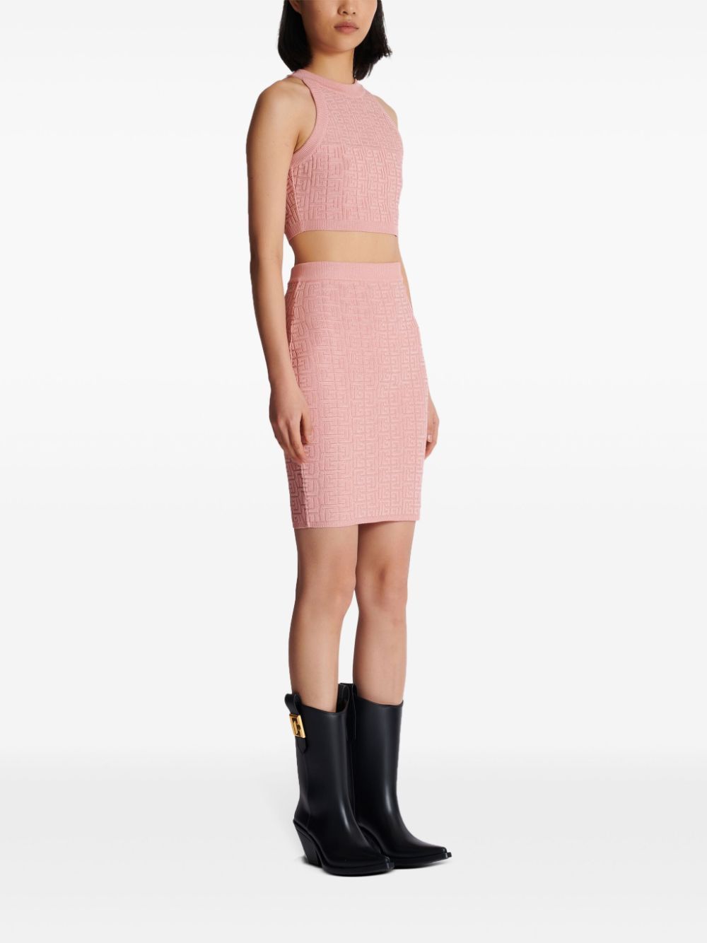 Balmain MONOGRAM GLITTER MIDI SKIRT Size 27" / US 4 / IT 40 - 6 Thumbnail