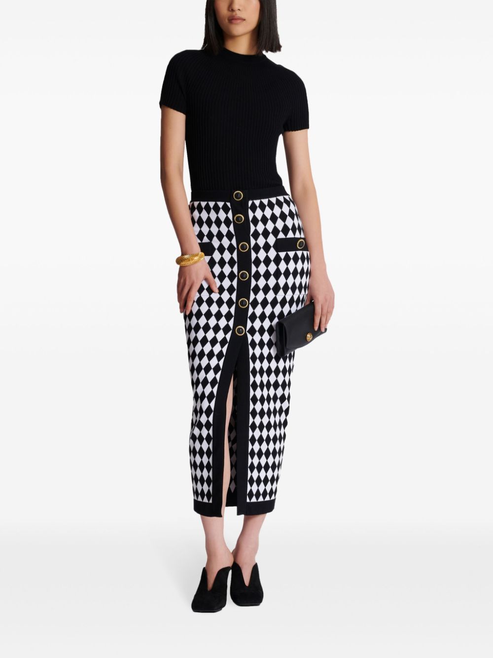 Balmain BUTTONED MIDI SKIRT Size 27" / US 4 / IT 40 - 6 Thumbnail