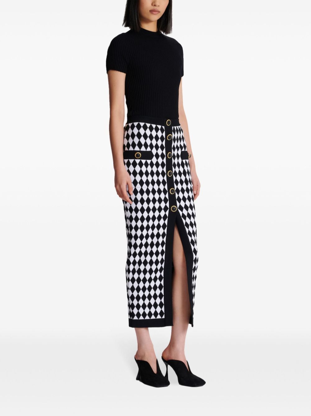 Balmain BUTTONED MIDI SKIRT Size 27" / US 4 / IT 40 - 4 Thumbnail