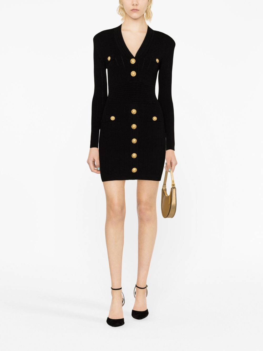 Balmain BUTTONED V-NECKED SHORT DRESS Size S / US 4 / IT 40 - 3 Thumbnail