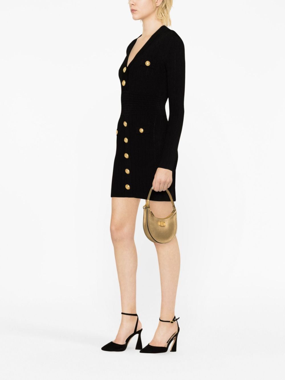 Balmain BUTTONED V-NECKED SHORT DRESS Size S / US 4 / IT 40 - 4 Thumbnail