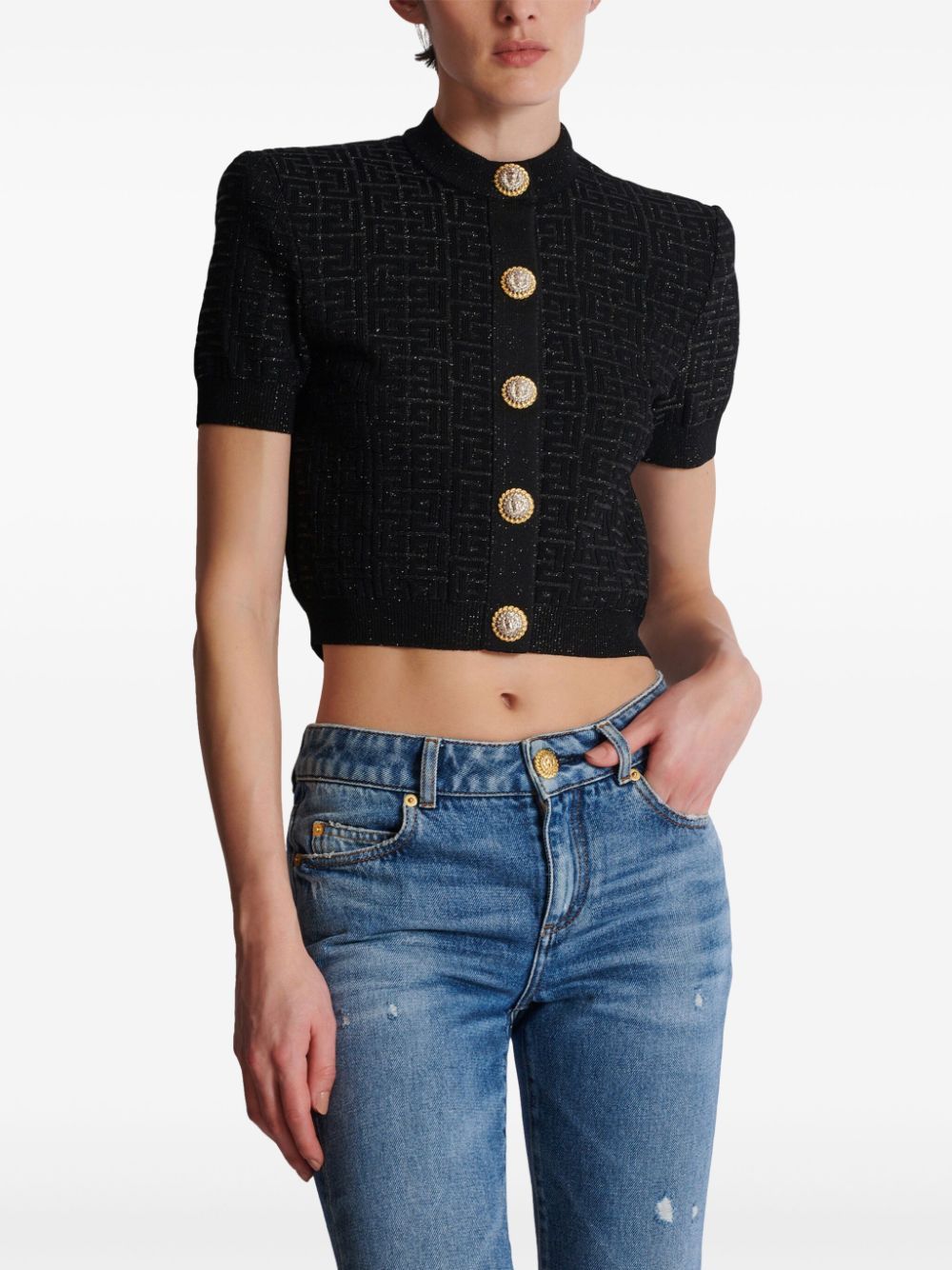 Balmain MONOGRAM CROPPED CARDIGAN Size S / US 4 / IT 40 - 5 Thumbnail