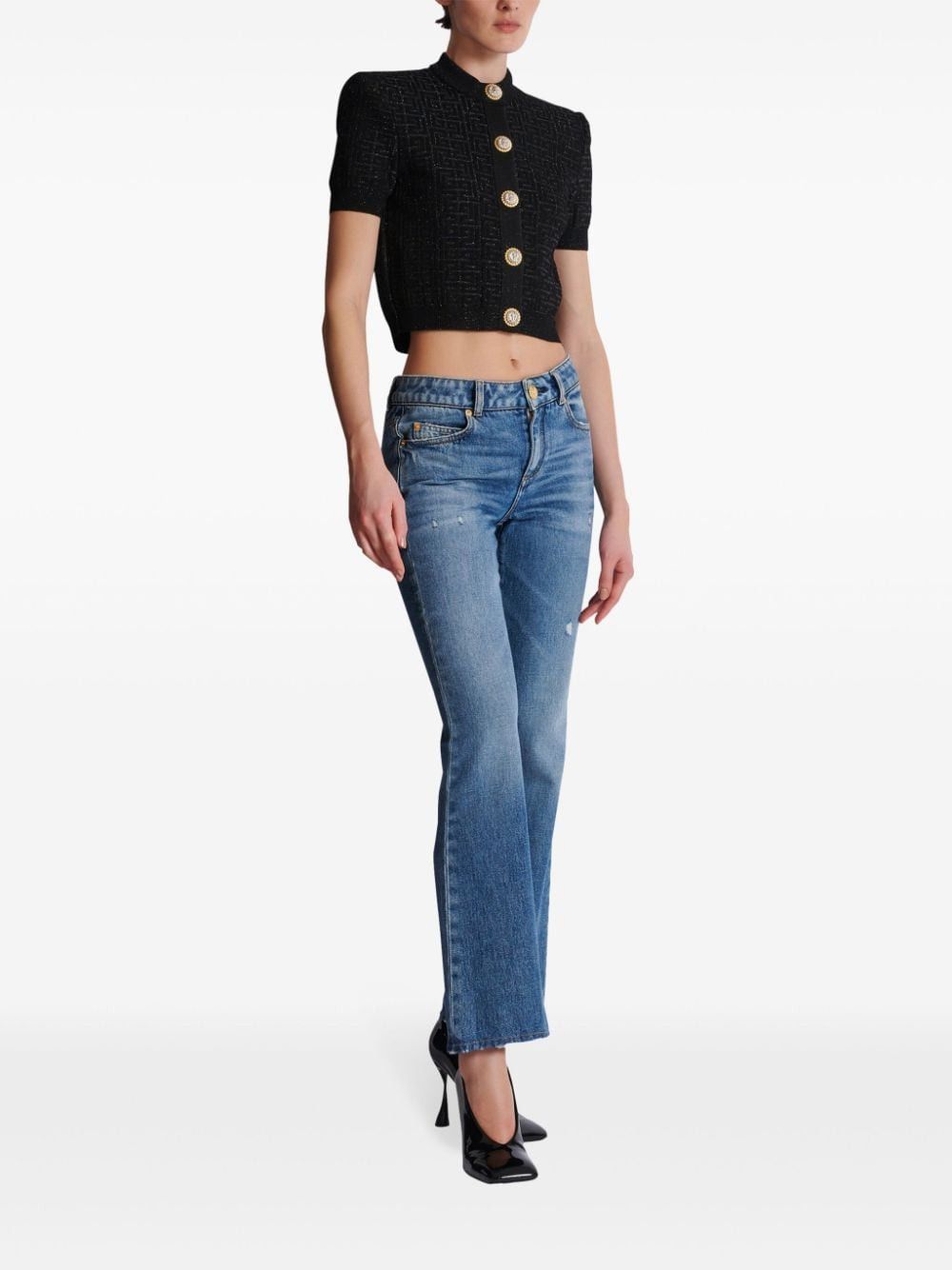 Balmain MONOGRAM CROPPED CARDIGAN Size S / US 4 / IT 40 - 4 Thumbnail