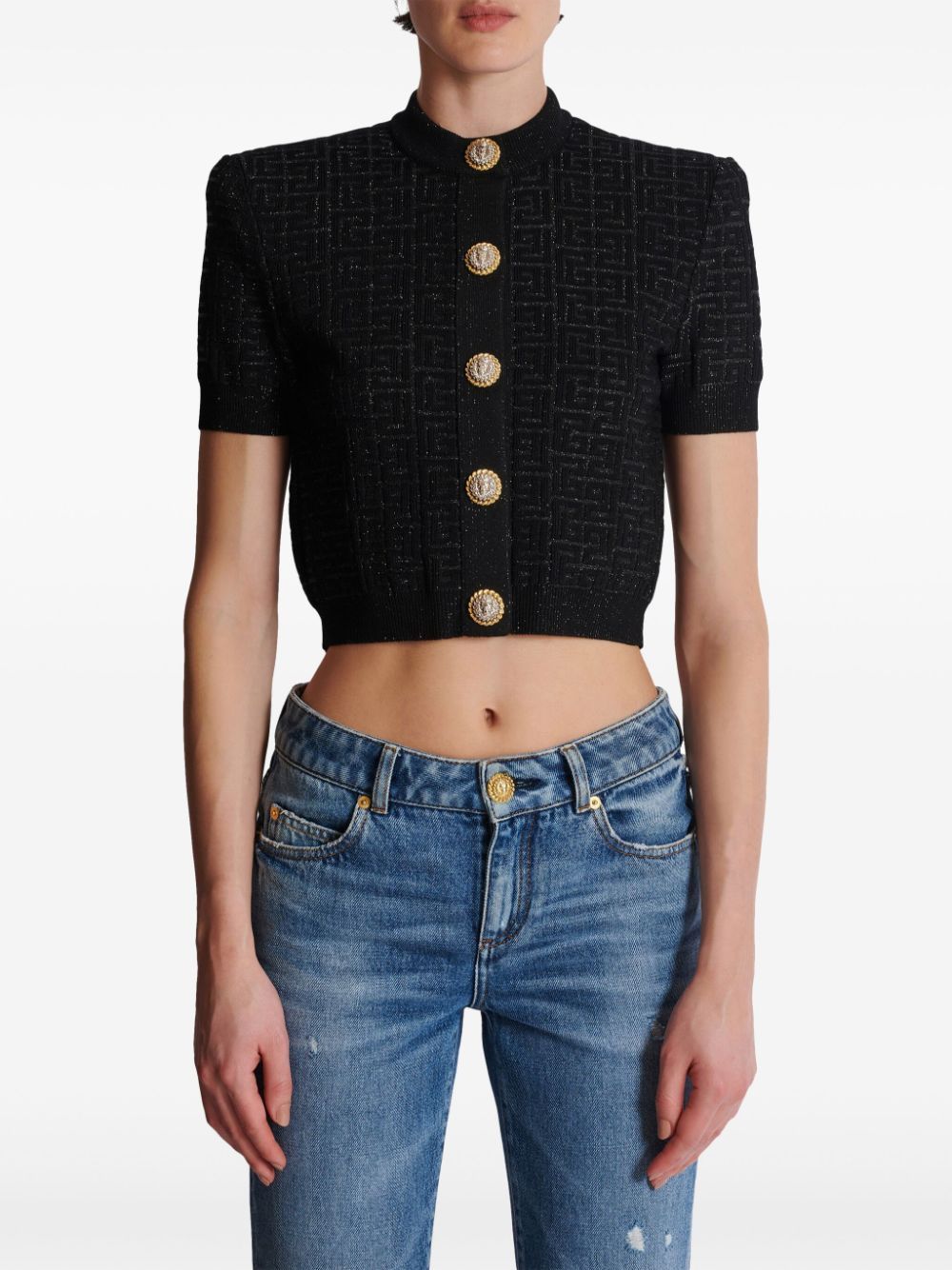 Balmain MONOGRAM CROPPED CARDIGAN Size S / US 4 / IT 40 - 3 Thumbnail