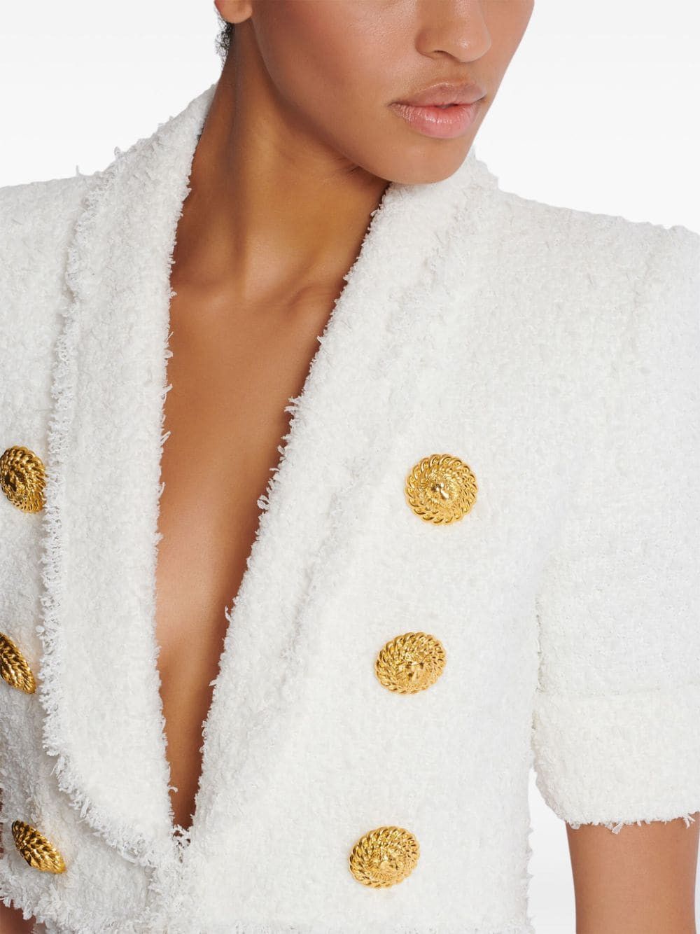 Balmain TWEED BUTTONED CROPPED JACKET Size S / US 4 / IT 40 - 2 Thumbnail