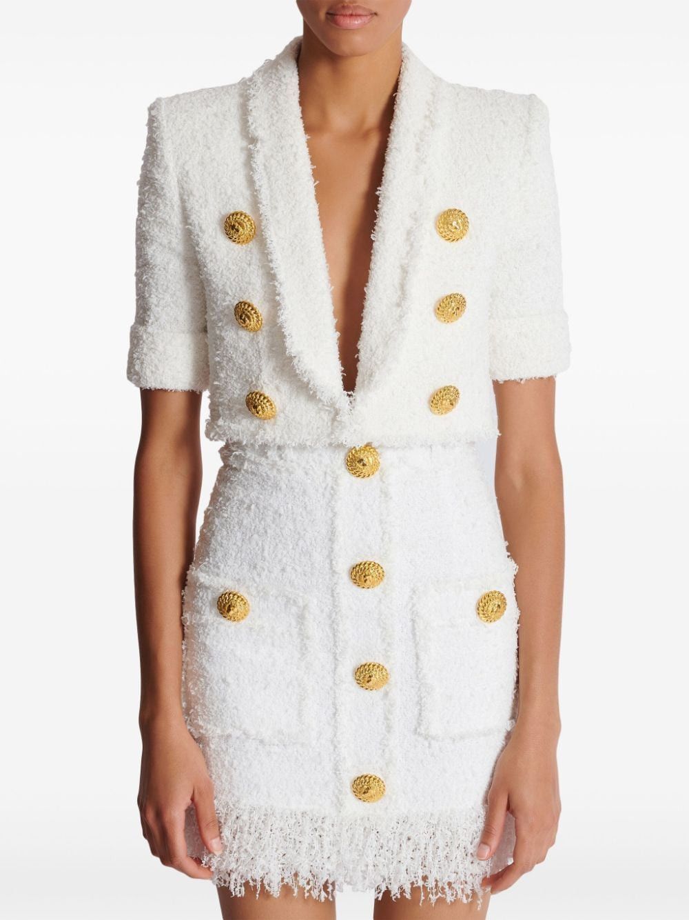 Balmain TWEED BUTTONED CROPPED JACKET Size S / US 4 / IT 40 - 4 Thumbnail