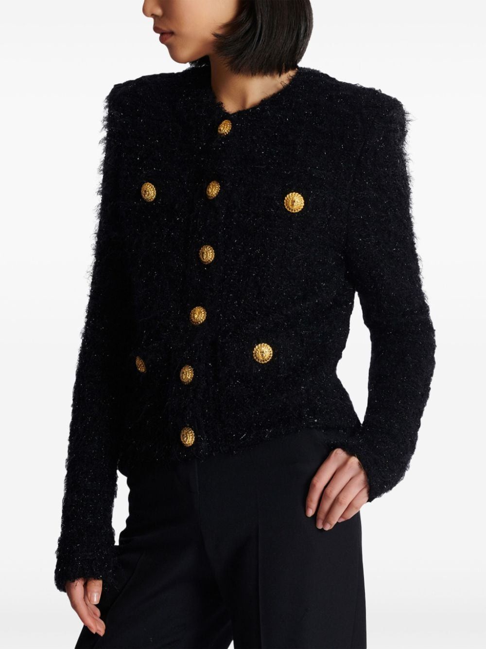 Balmain BUTTONED TWEED SHORT JACKET Size S / US 4 / IT 40 - 6 Thumbnail