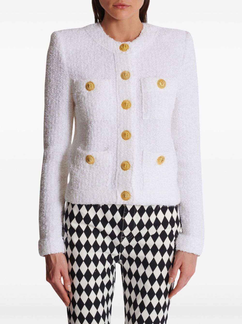 Balmain BUTTONED TWEED SHORT JACKET Size S / US 4 / IT 40 - 5 Thumbnail