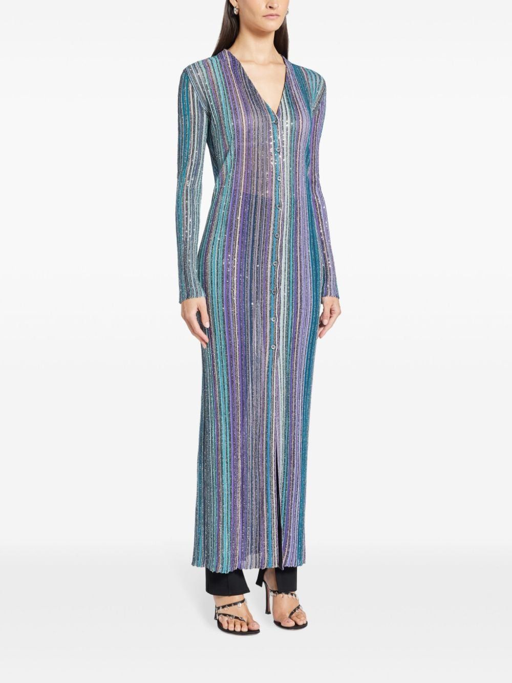 STRIPED LONG CARDIGAN