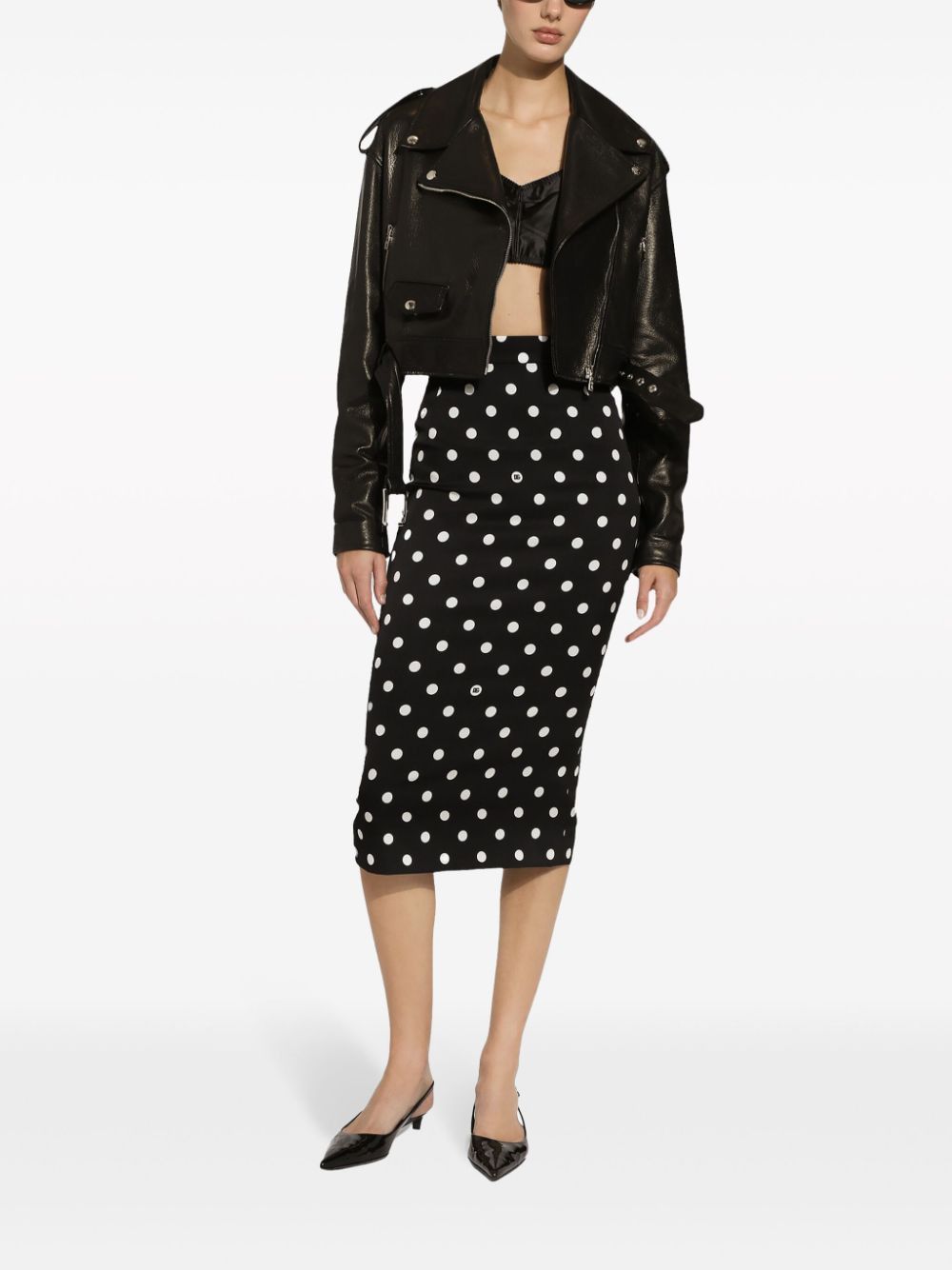 Dolce & Gabbana DOTS PRINT SILK SKIRT Size 27" / US 4 / IT 40 - 4 Thumbnail