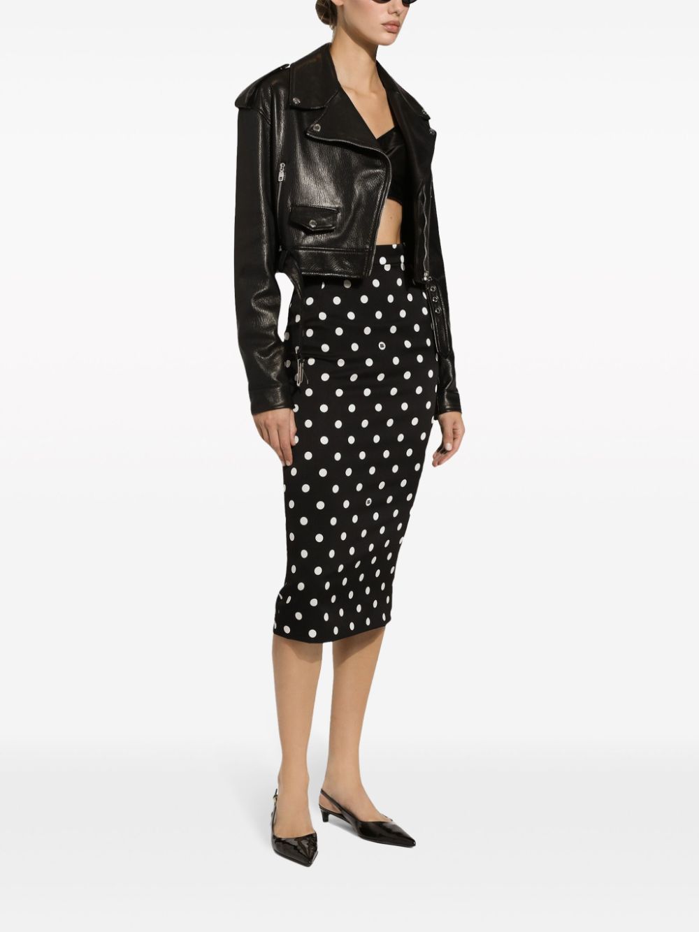 Dolce & Gabbana DOTS PRINT SILK SKIRT Size 27" / US 4 / IT 40 - 2 Thumbnail
