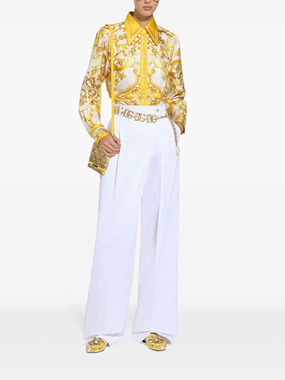 Dolce & Gabbana MAIOLICA PRINT SILK SHIRT Size S / US 4 / IT 40 - 5 Thumbnail
