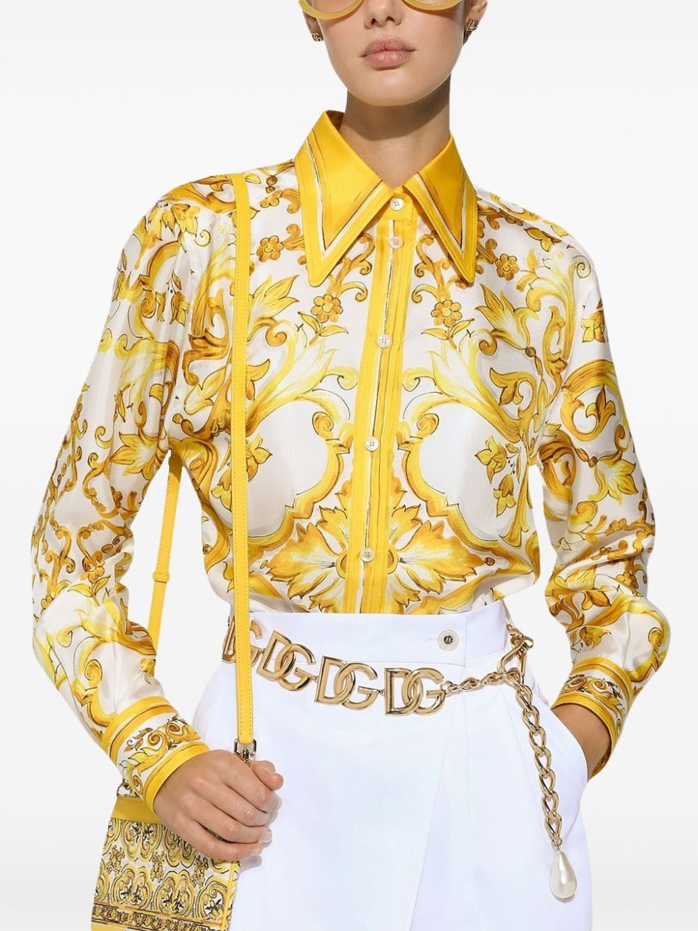 Dolce & Gabbana MAIOLICA PRINT SILK SHIRT Size S / US 4 / IT 40 - 3 Thumbnail