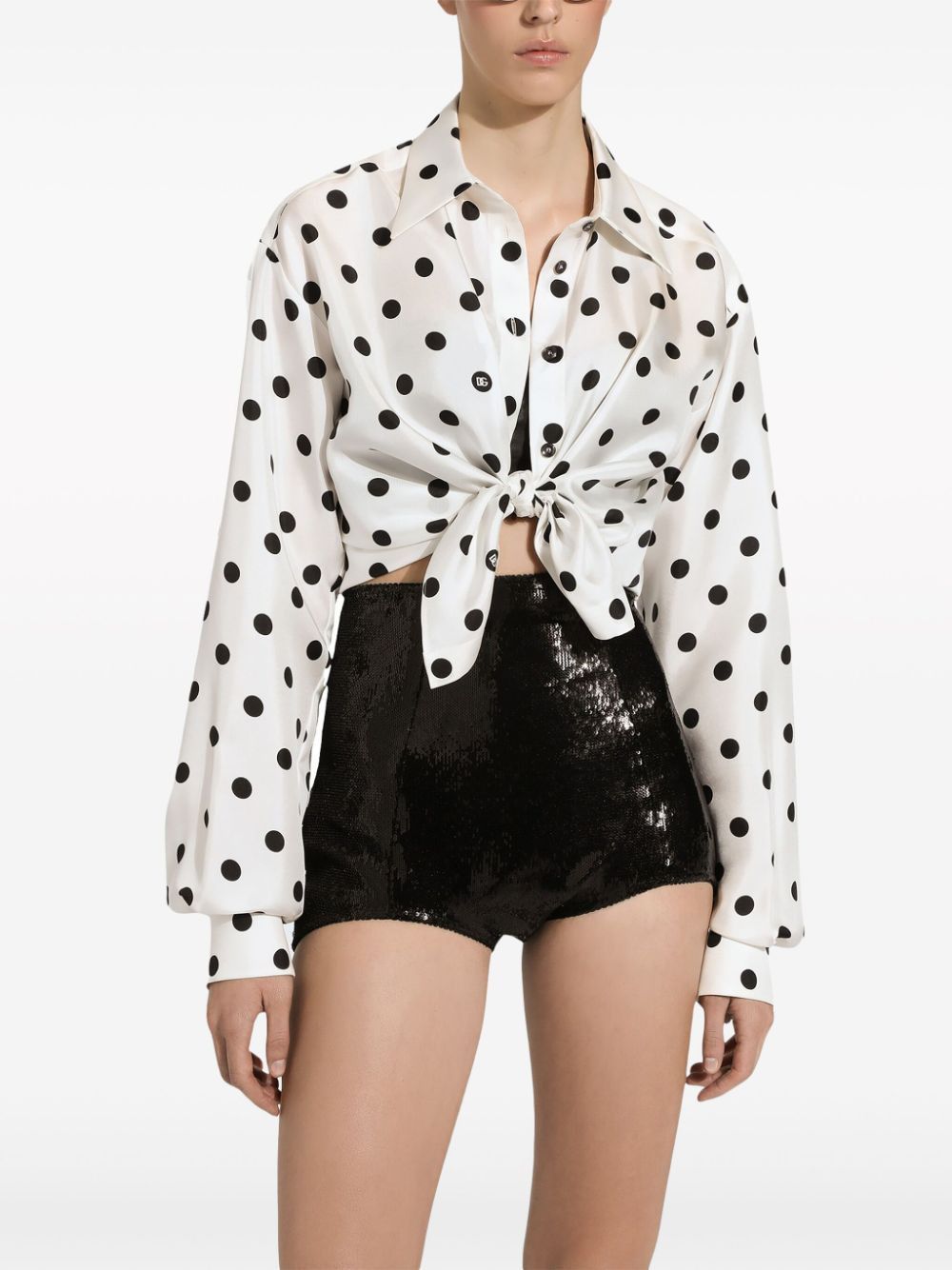 Dolce & Gabbana DOTS PRINT SILK SHIRT Size S / US 4 / IT 40 - 4 Thumbnail