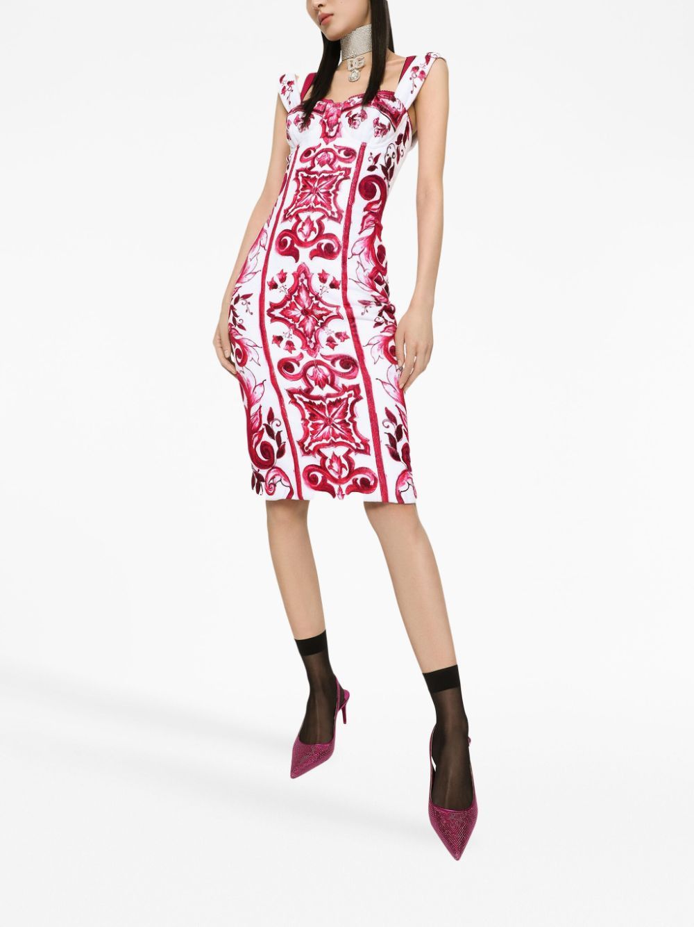 Dolce & Gabbana MAIOLICA PRINTED TUBINO DRESS Size S / US 4 / IT 40 - 2 Thumbnail