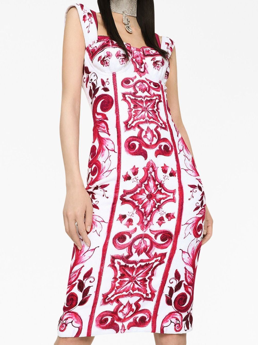 Dolce & Gabbana MAIOLICA PRINTED TUBINO DRESS Size S / US 4 / IT 40 - 5 Thumbnail