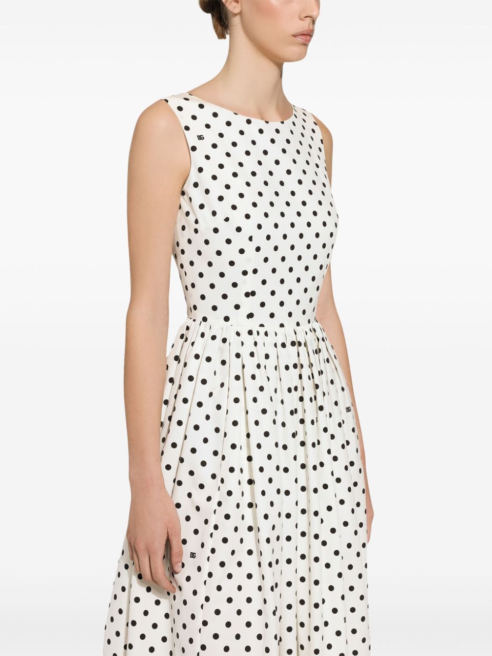 Dolce & Gabbana DOTS PRINT COTTON MIDI DRESS Size S / US 4 / IT 40 - 4 Thumbnail