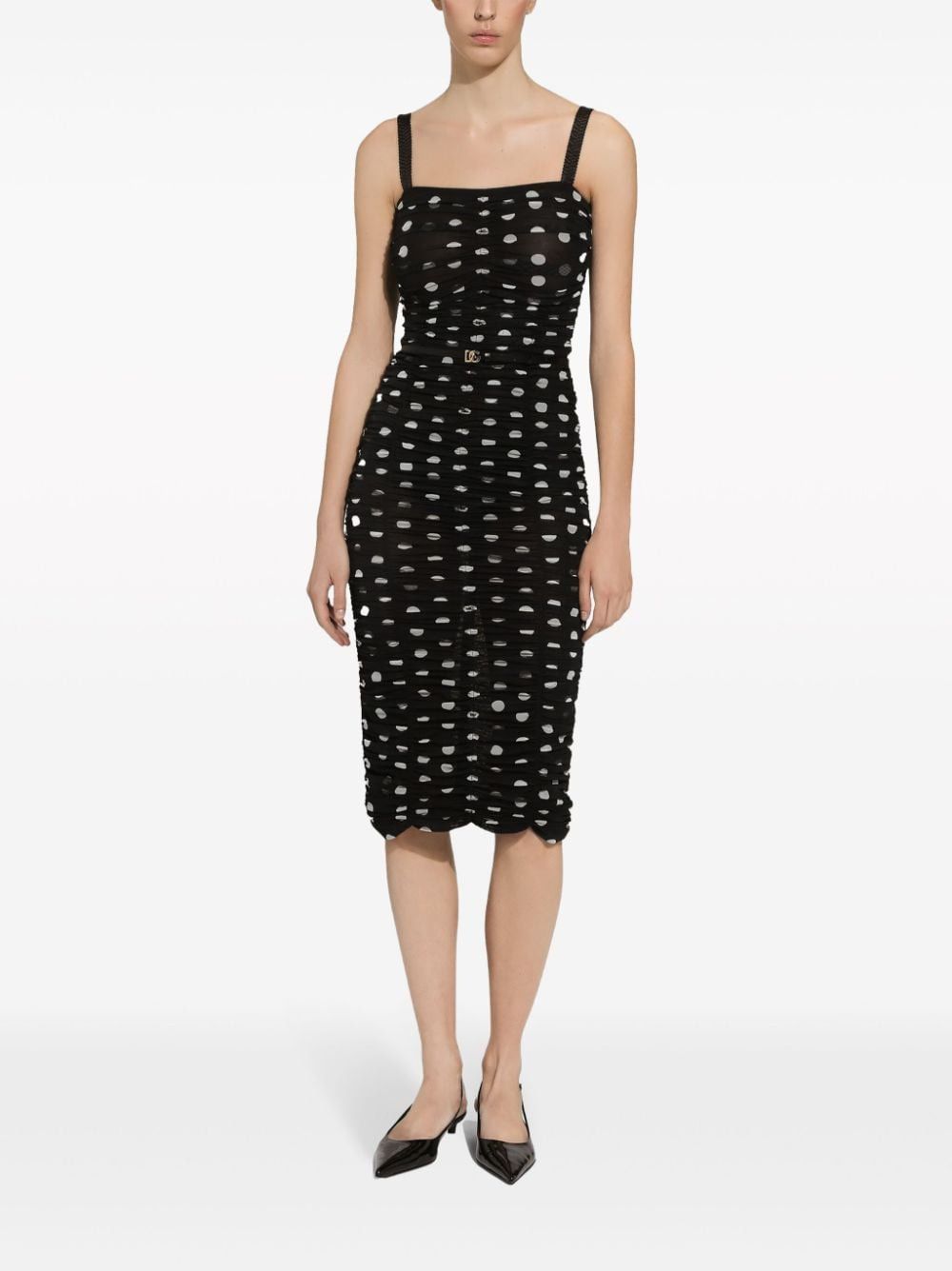 Dolce & Gabbana DOTS PRINT MIDI DRESS Size S / US 4 / IT 40 - 4 Thumbnail