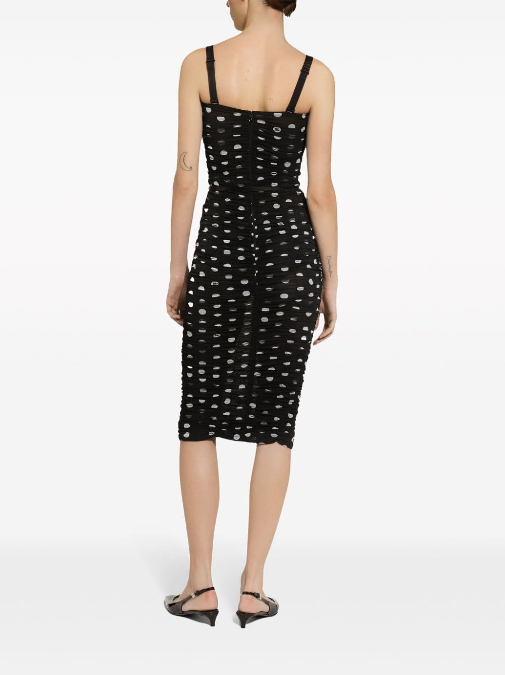 Dolce & Gabbana DOTS PRINT MIDI DRESS Size S / US 4 / IT 40 - 2 Thumbnail