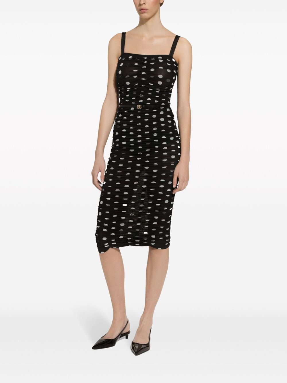 Dolce & Gabbana DOTS PRINT MIDI DRESS Size S / US 4 / IT 40 - 3 Thumbnail