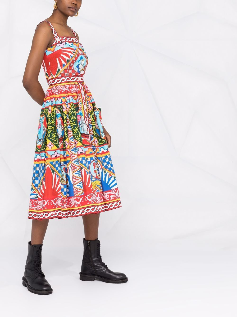 Dolce & Gabbana CARRETTO PRINT COTTON DRESS Size S / US 4 / IT 40 - 2 Thumbnail