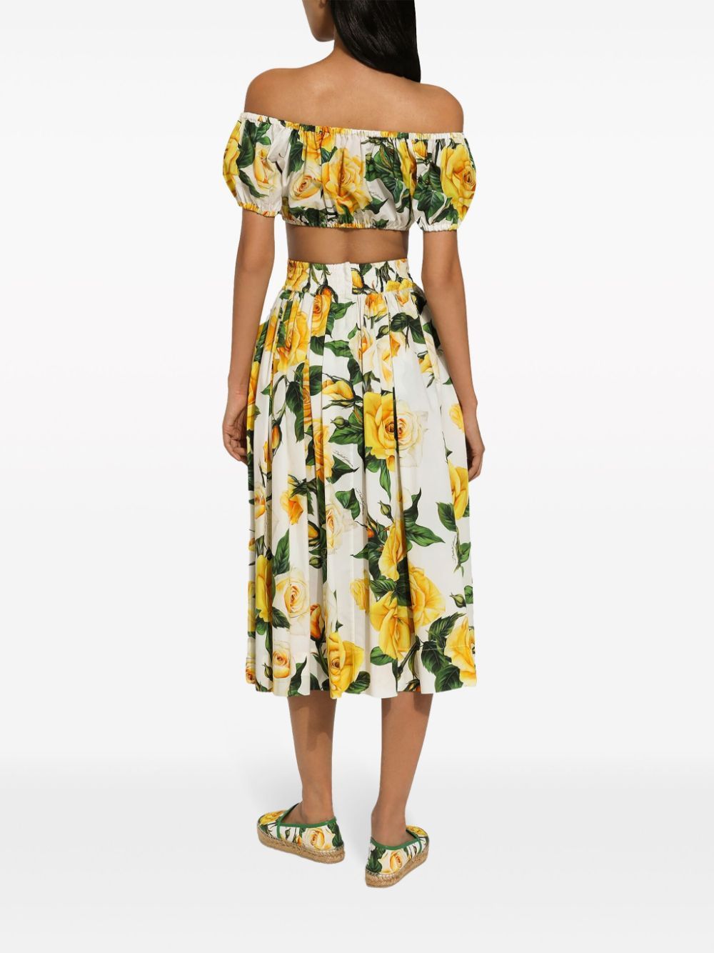 Dolce & Gabbana COTTON CROPPED TOP WITH ROSES PRINT Size S / US 4 / IT 40 - 3 Thumbnail