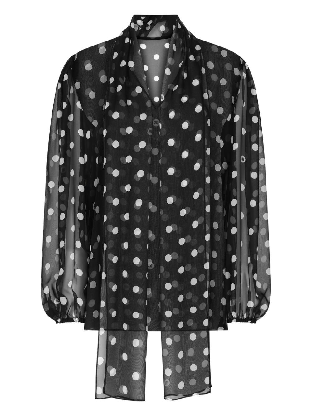 Dolce & Gabbana DOTS PRINT SILK SHIRT Size S / US 4 / IT 40 - 6 Thumbnail