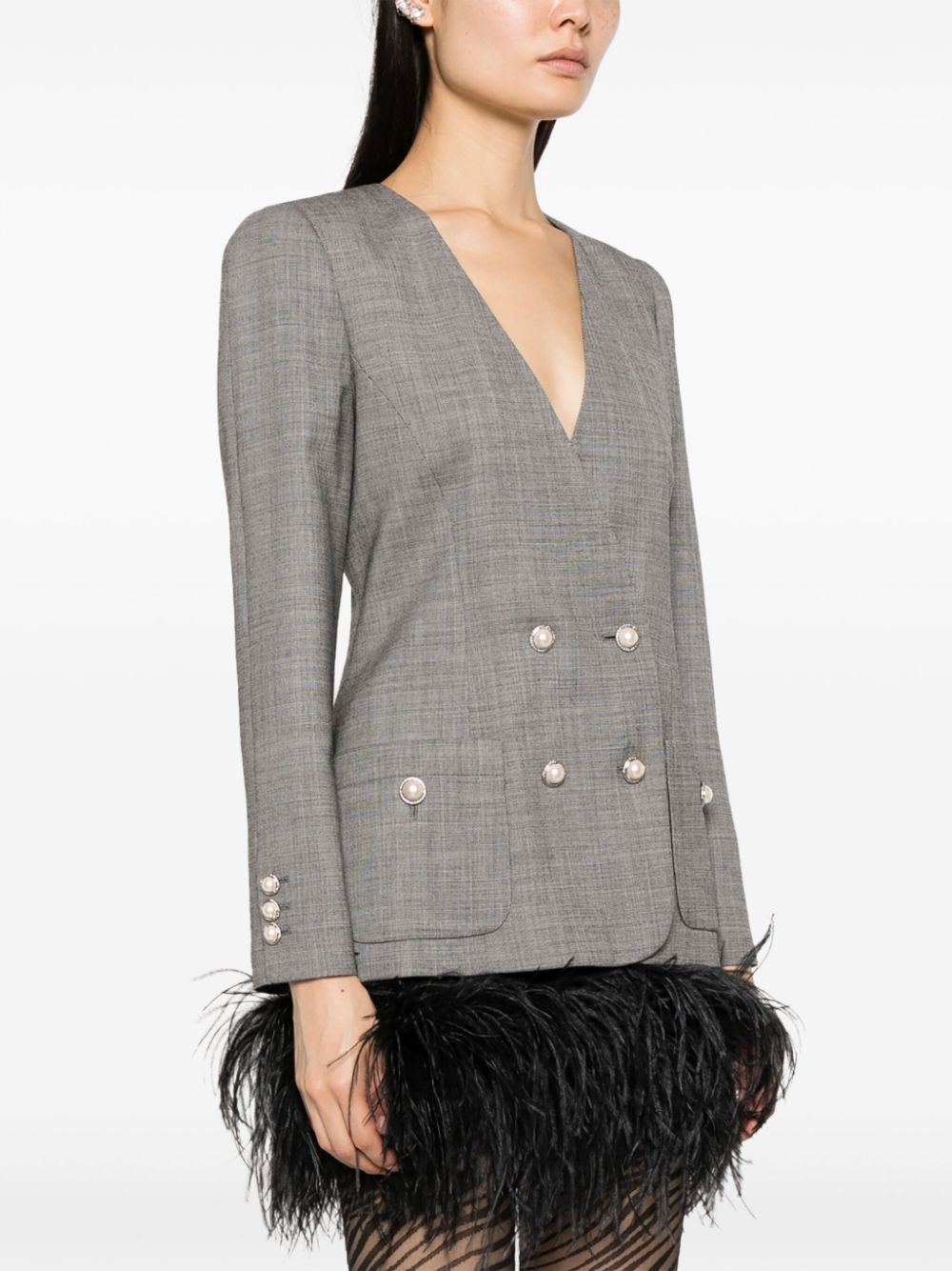 Alessandra Rich DOUBLE BREASTED TARTAN WOOL JACKET Size S / US 4 / IT 40 - 2 Thumbnail